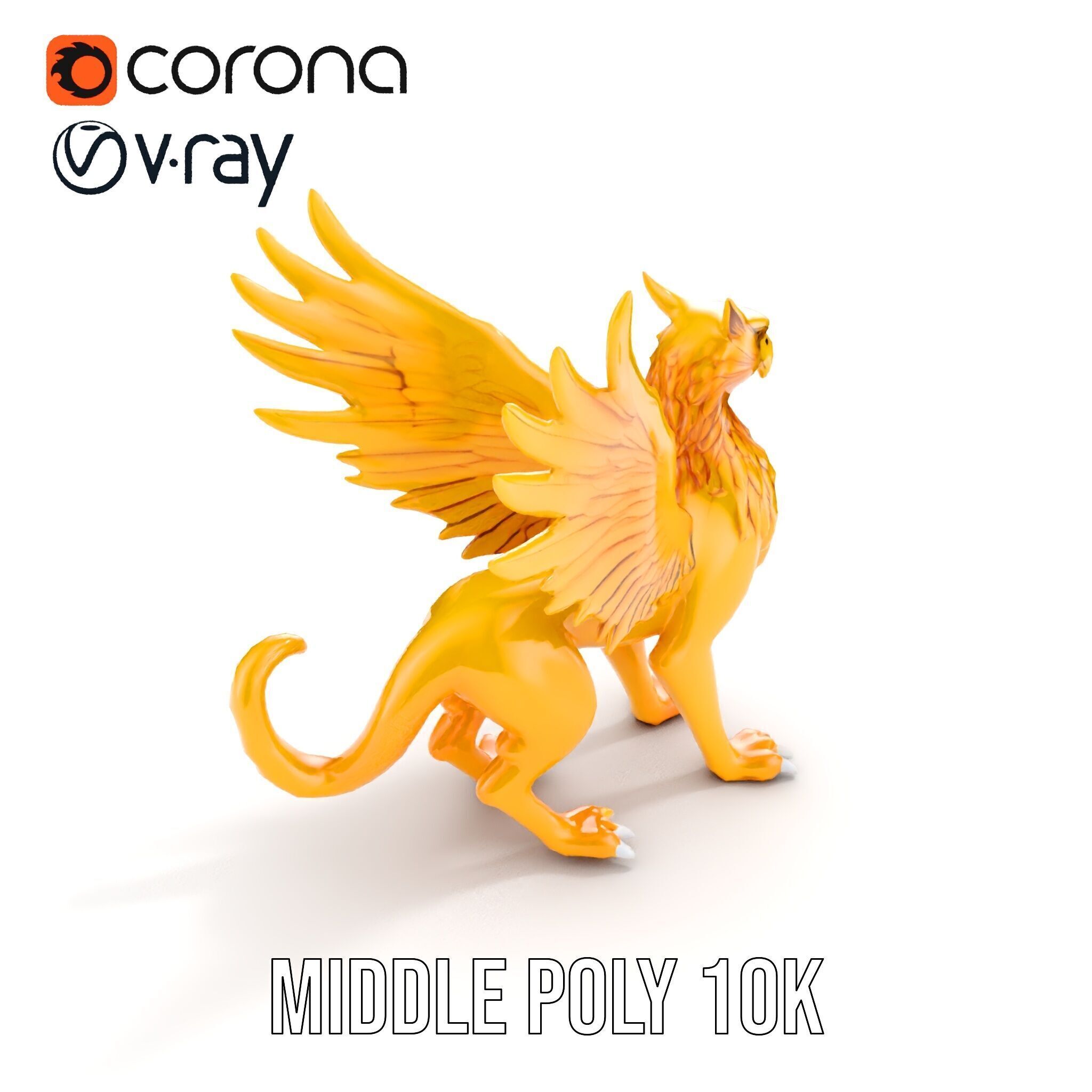 Golden Griffin Model Pack for Game and Animation Low-poly 3D model_15