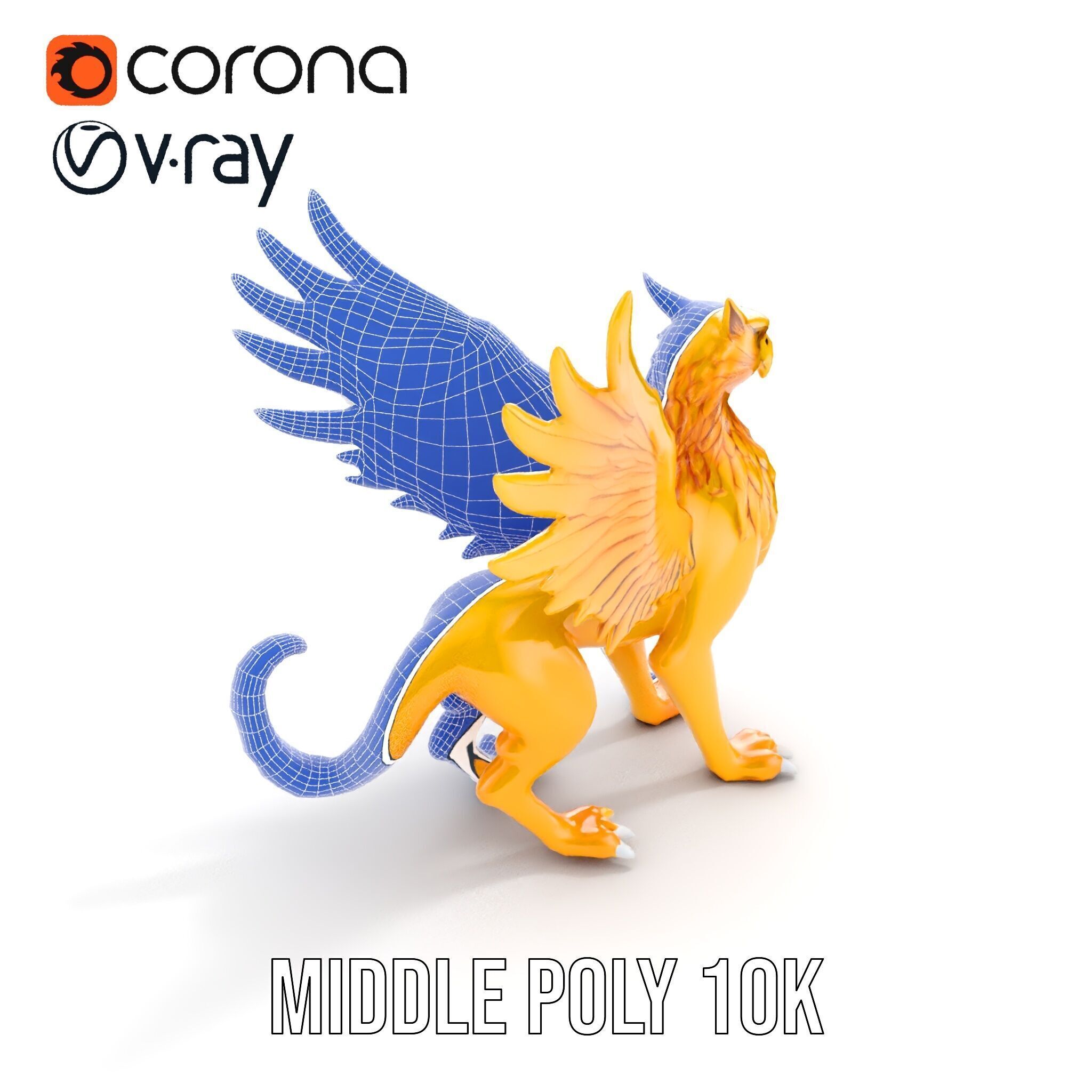 Golden Griffin Model Pack for Game and Animation Low-poly 3D model_9