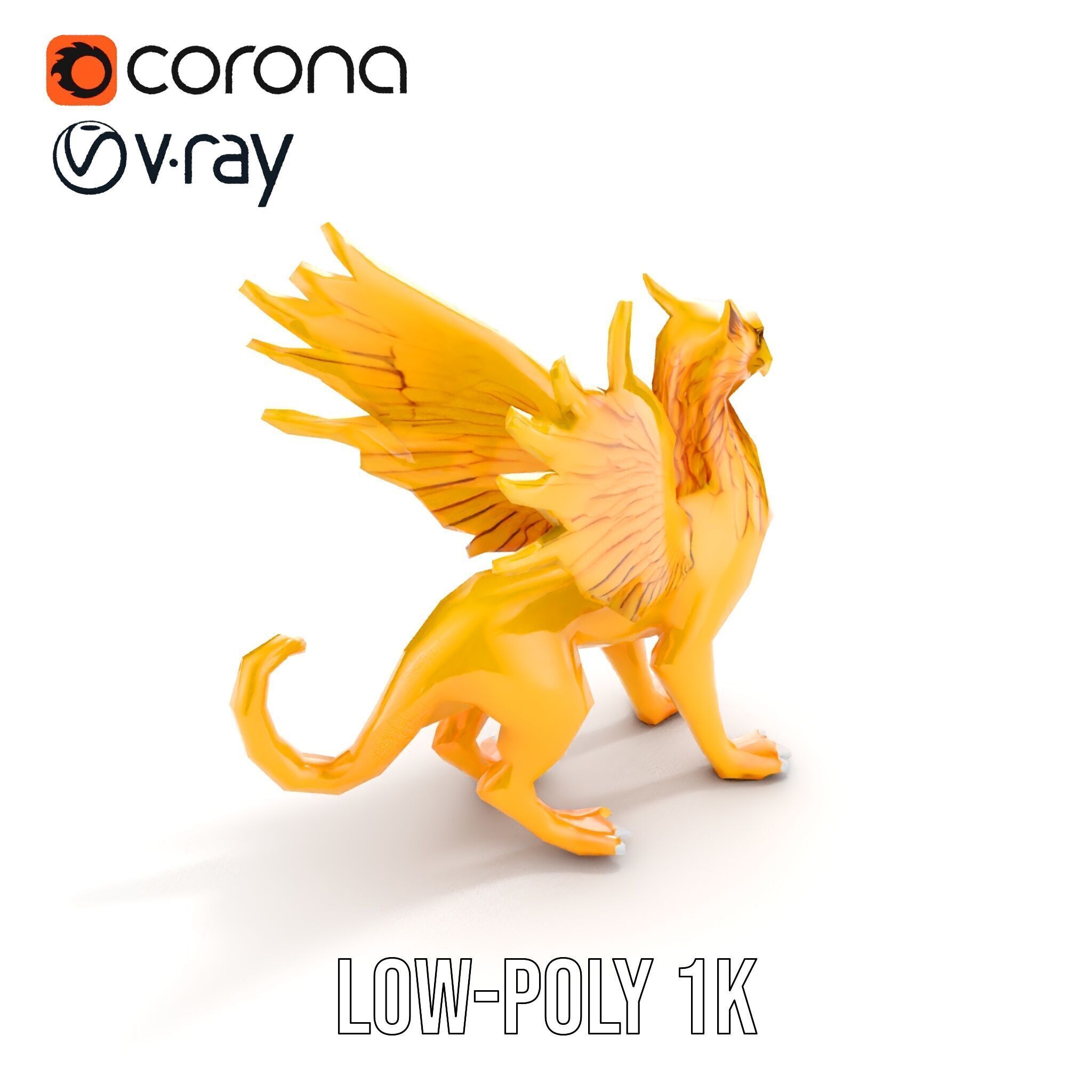 Golden Griffin Model Pack for Game and Animation Low-poly 3D model_7