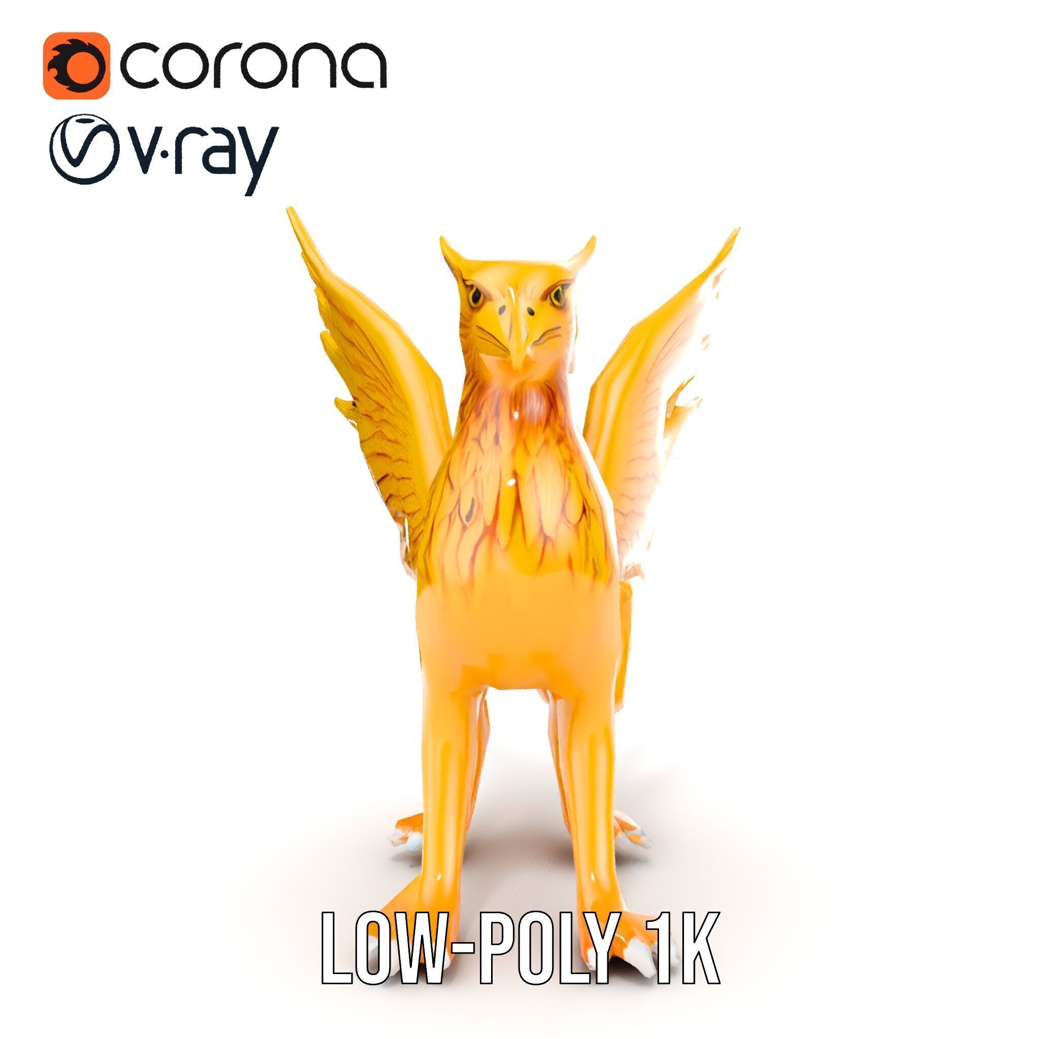 Golden Griffin Model Pack for Game and Animation Low-poly 3D model_26