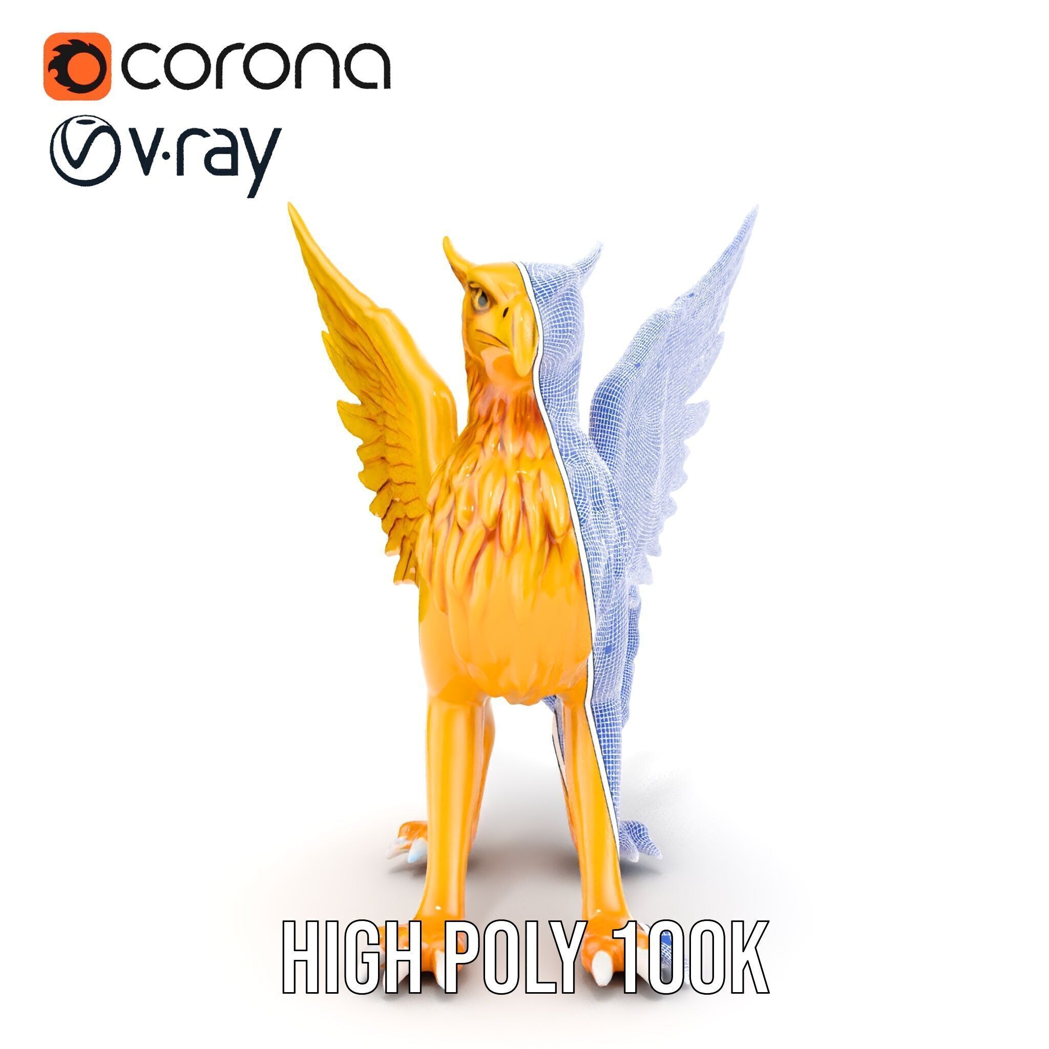 Golden Griffin Model Pack for Game and Animation Low-poly 3D model_36
