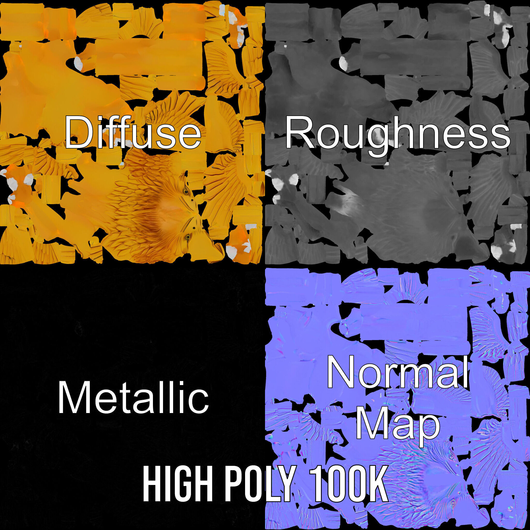 Golden Griffin Model Pack for Game and Animation Low-poly 3D model_3