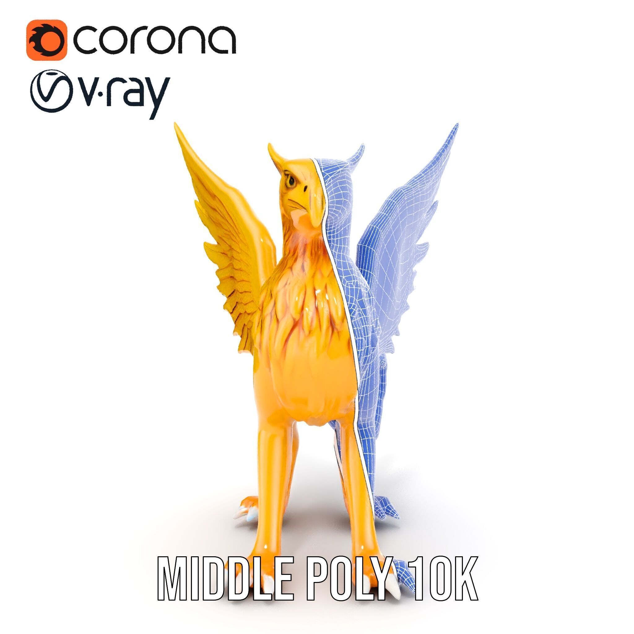 Golden Griffin Model Pack for Game and Animation Low-poly 3D model_28