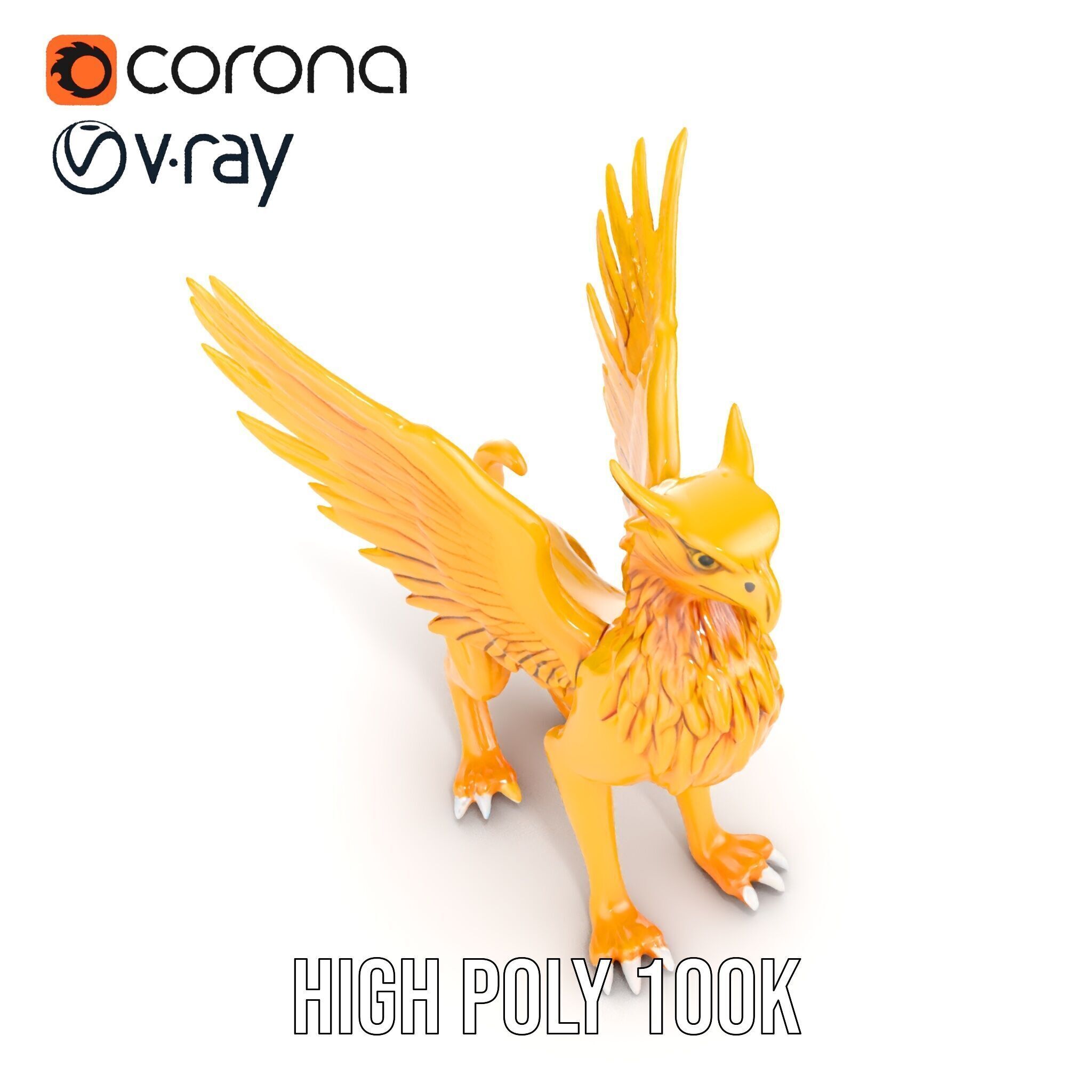 Golden Griffin Model Pack for Game and Animation Low-poly 3D model_22