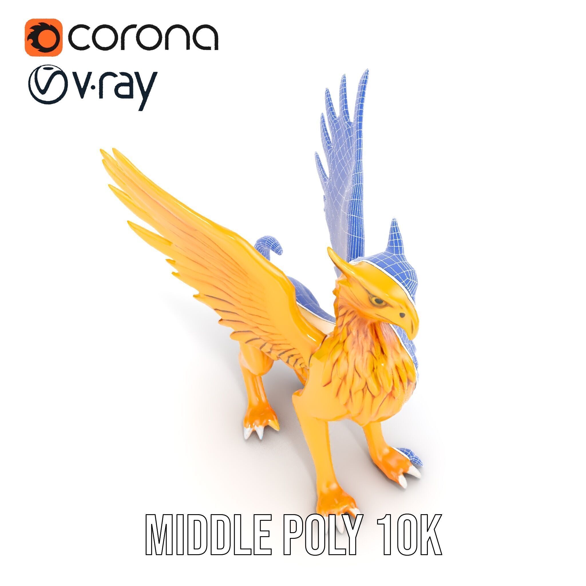 Golden Griffin Model Pack for Game and Animation Low-poly 3D model_25