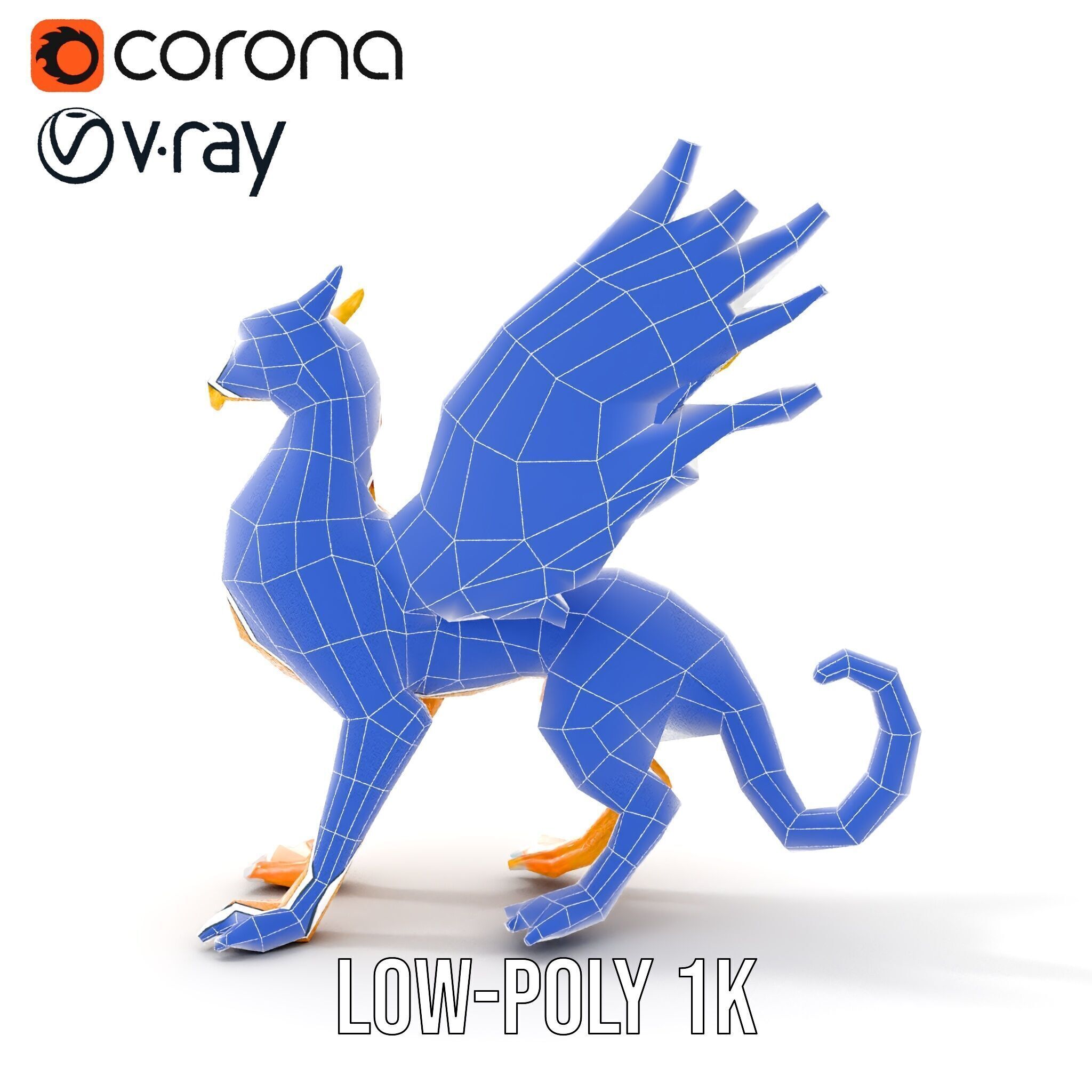 Golden Griffin Model Pack for Game and Animation Low-poly 3D model_29