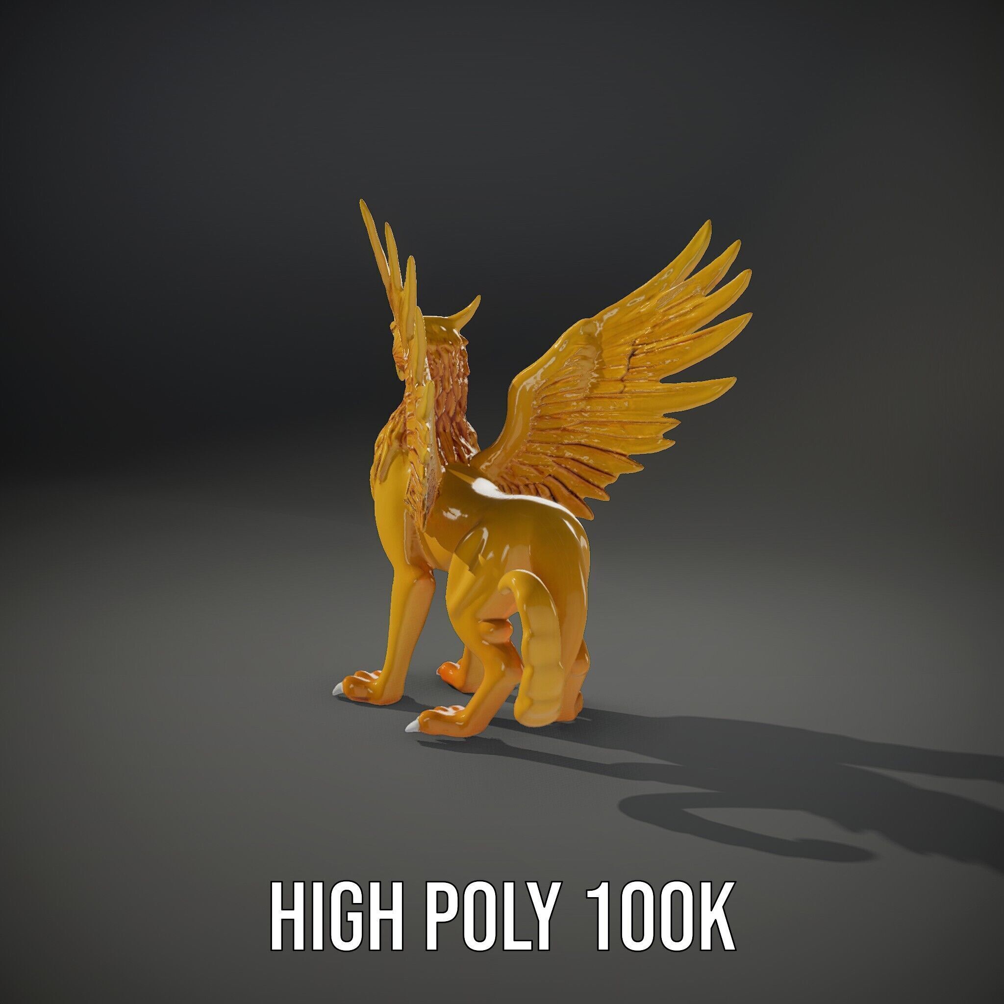 Golden Griffin Model Pack for Game and Animation Low-poly 3D model_11