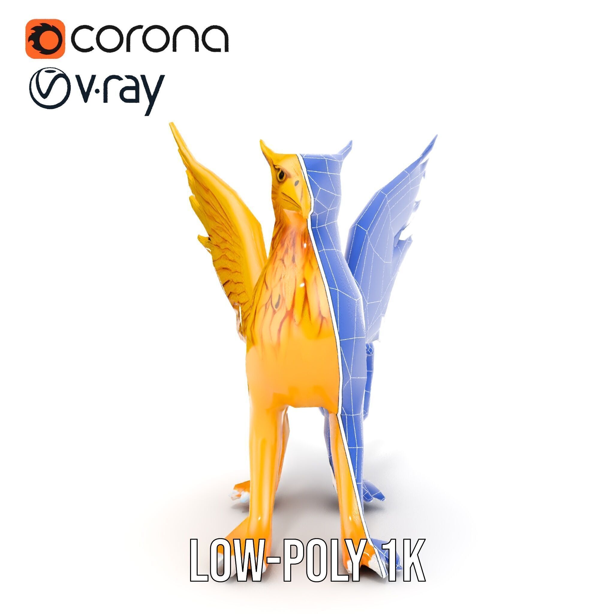 Golden Griffin Model Pack for Game and Animation Low-poly 3D model_32