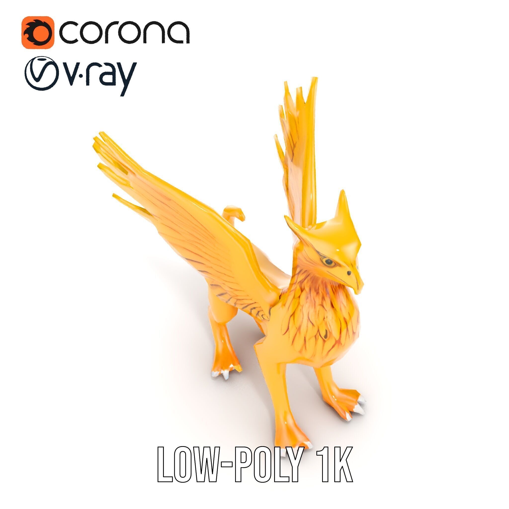 Golden Griffin Model Pack for Game and Animation Low-poly 3D model_18