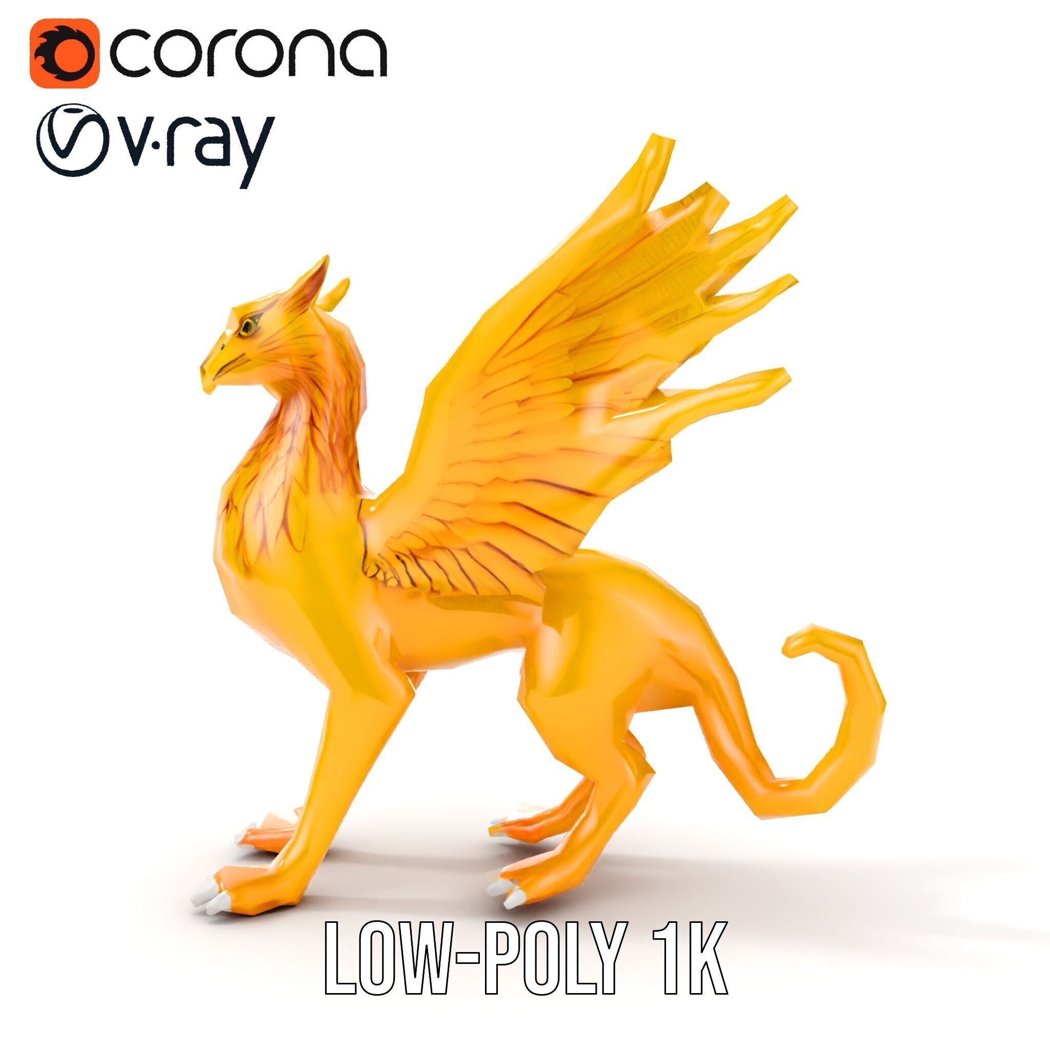 Golden Griffin Model Pack for Game and Animation Low-poly 3D model_10