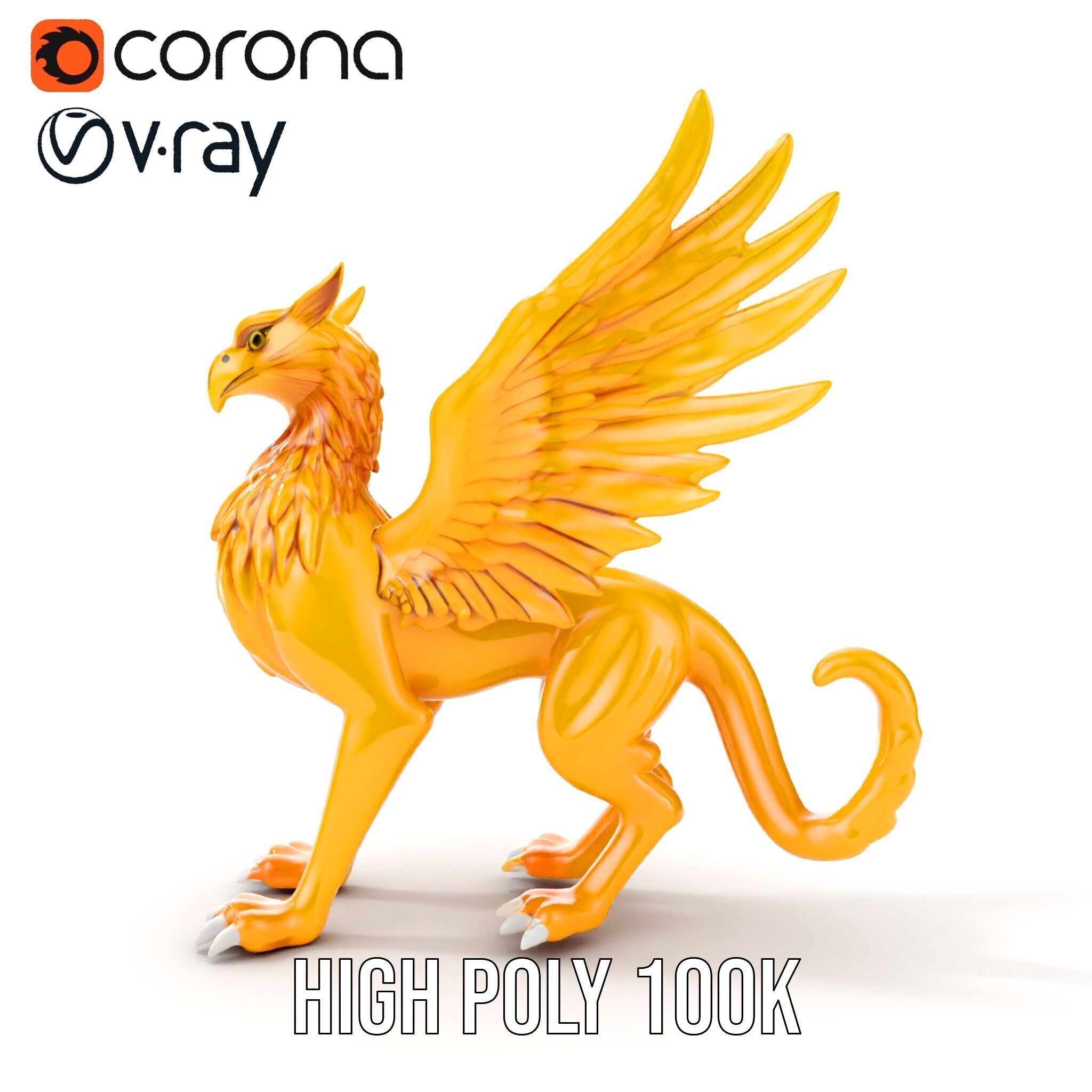 Golden Griffin Model Pack for Game and Animation Low-poly 3D model_27