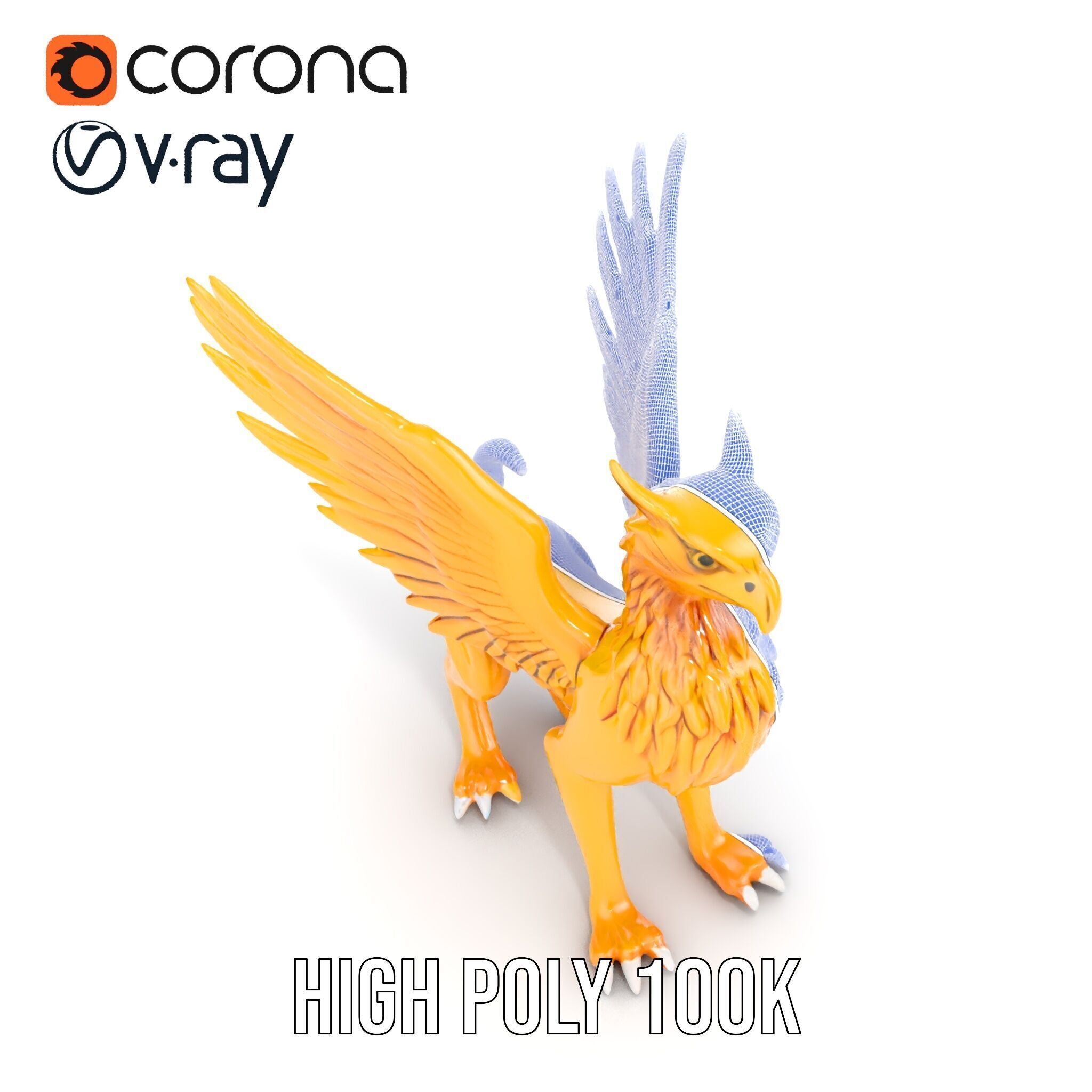 Golden Griffin Model Pack for Game and Animation Low-poly 3D model_38