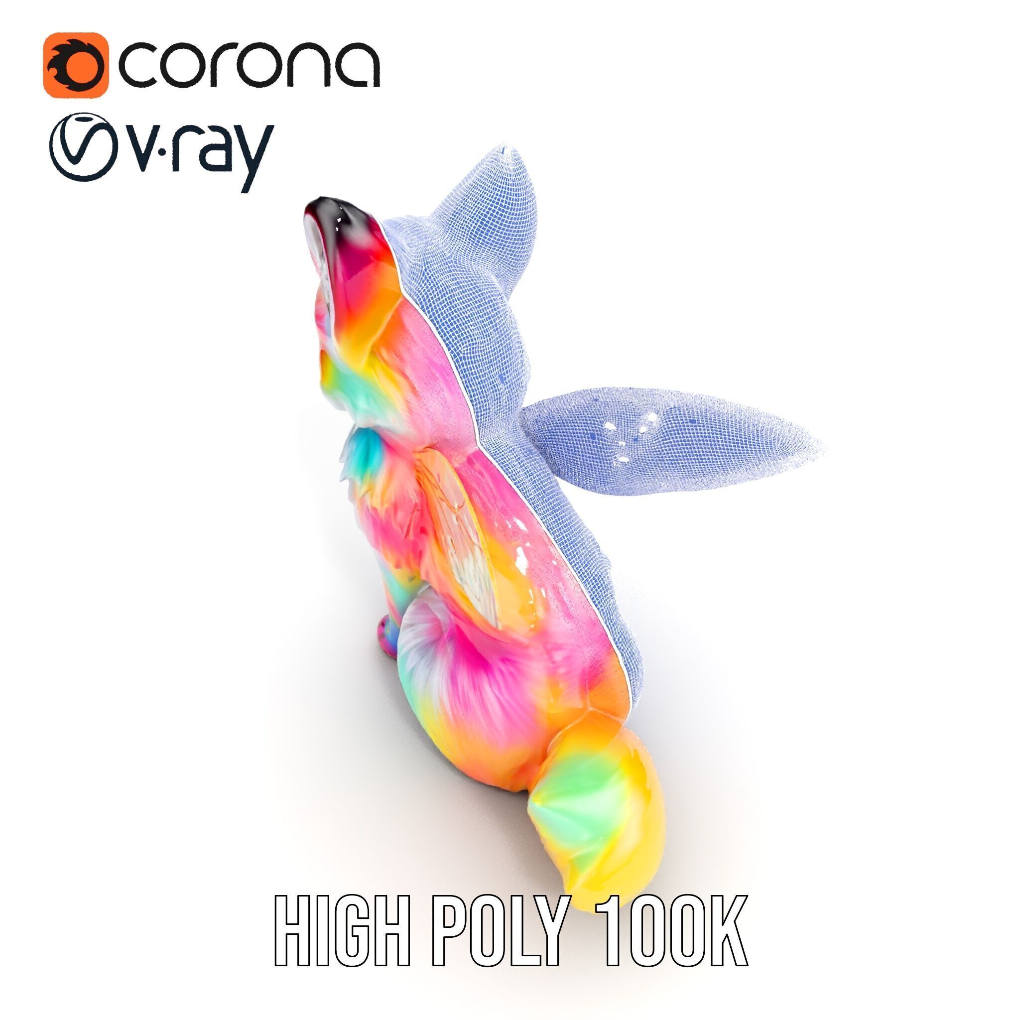Fairy Fox Model Pack with Vibrant Fur and Wings Low-poly 3D model_38