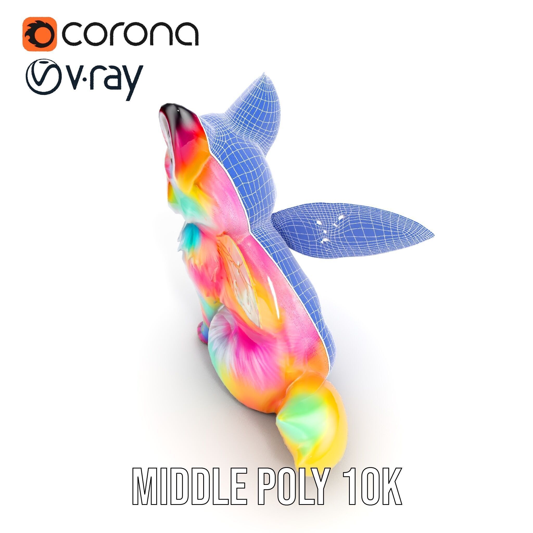 Fairy Fox Model Pack with Vibrant Fur and Wings Low-poly 3D model_26