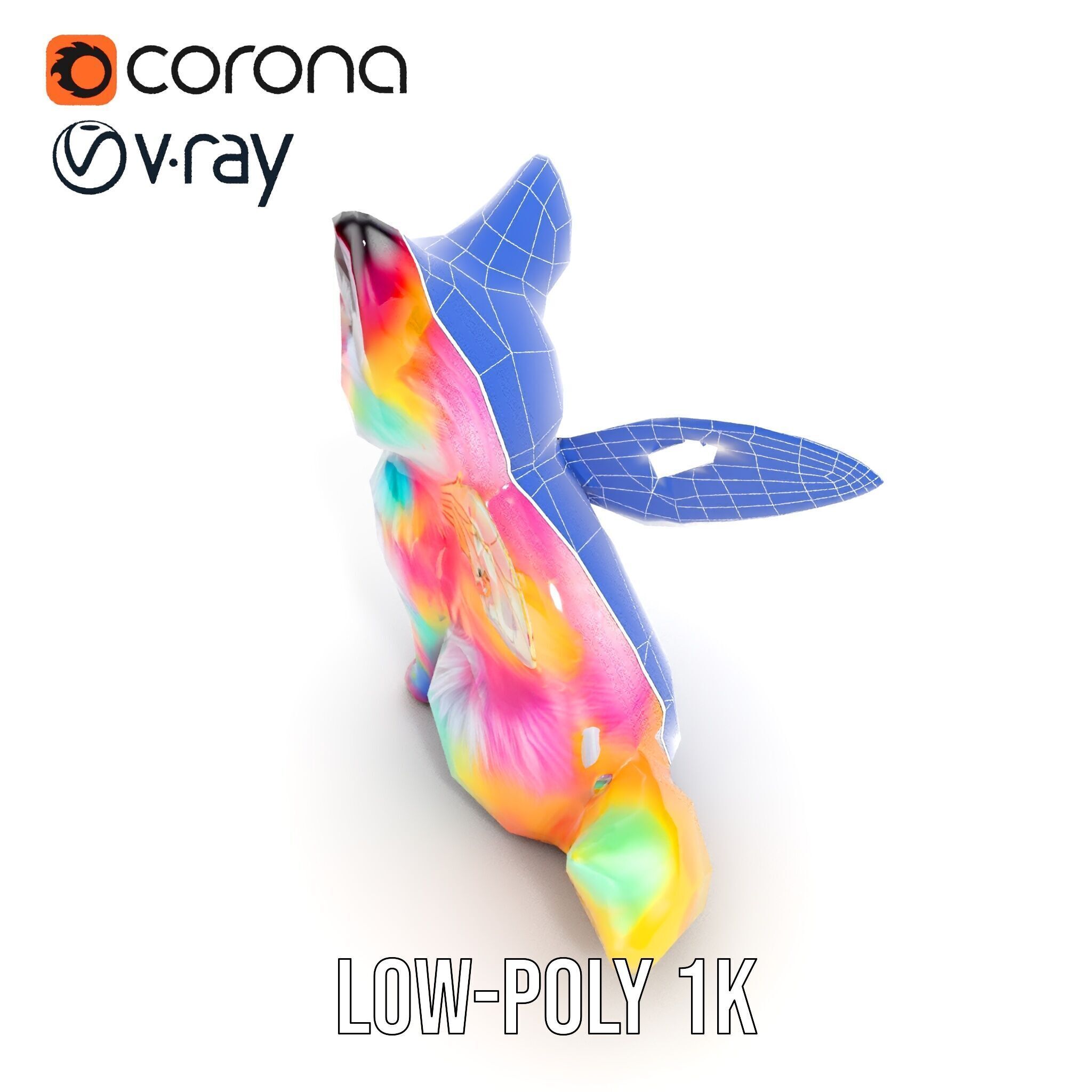 Fairy Fox Model Pack with Vibrant Fur and Wings Low-poly 3D model_29