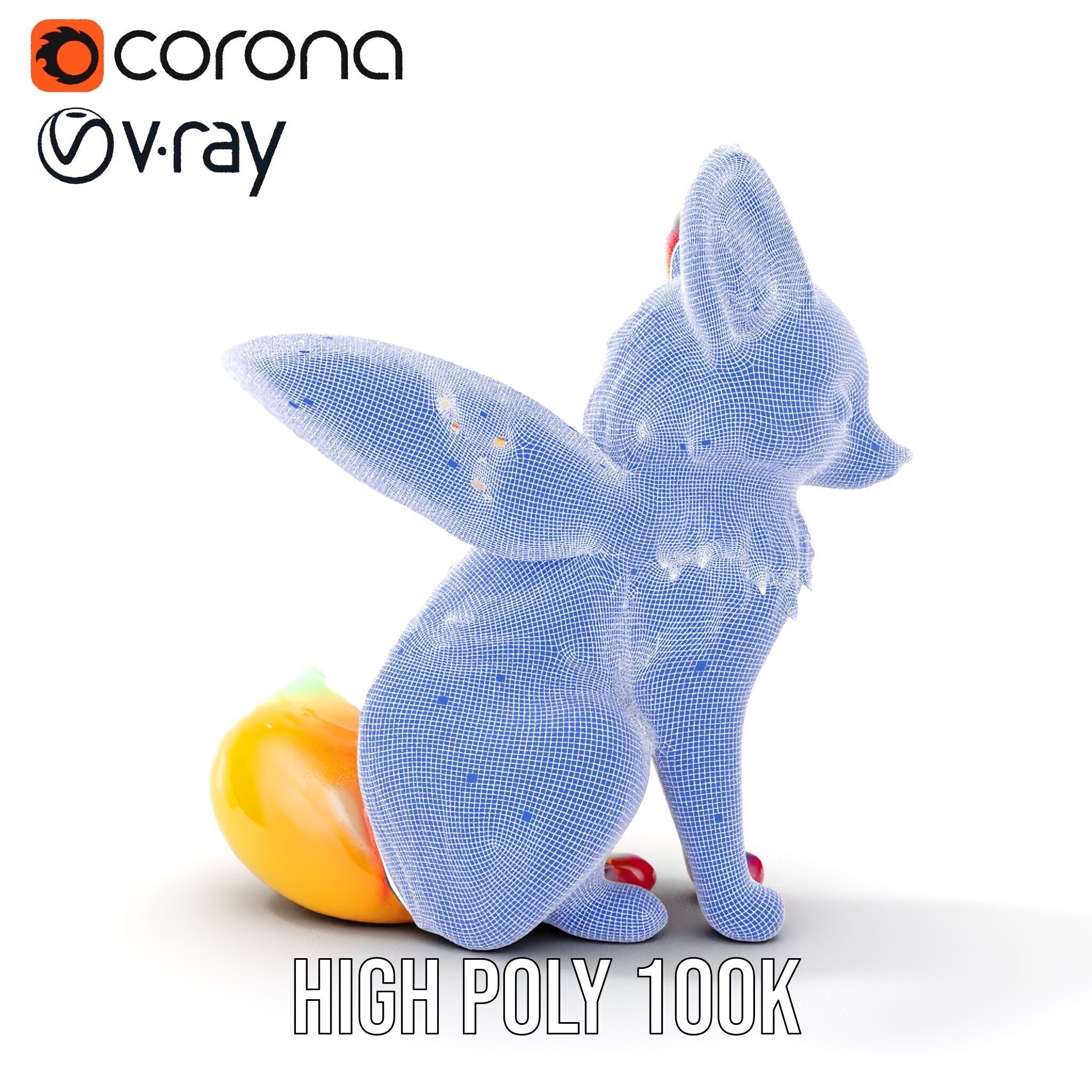 Fairy Fox Model Pack with Vibrant Fur and Wings Low-poly 3D model_33