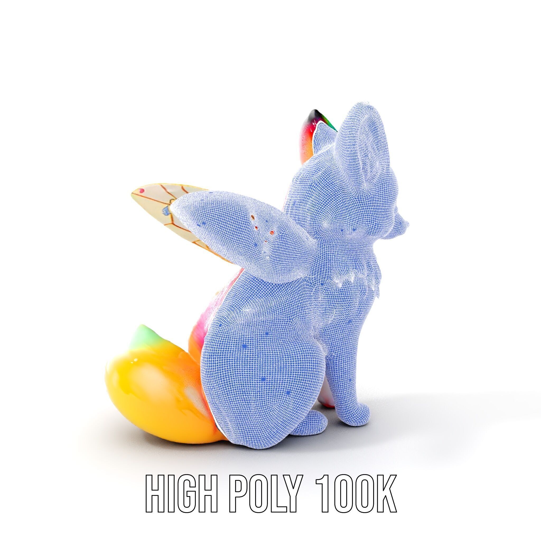 Fairy Fox Model Pack with Vibrant Fur and Wings Low-poly 3D model_4