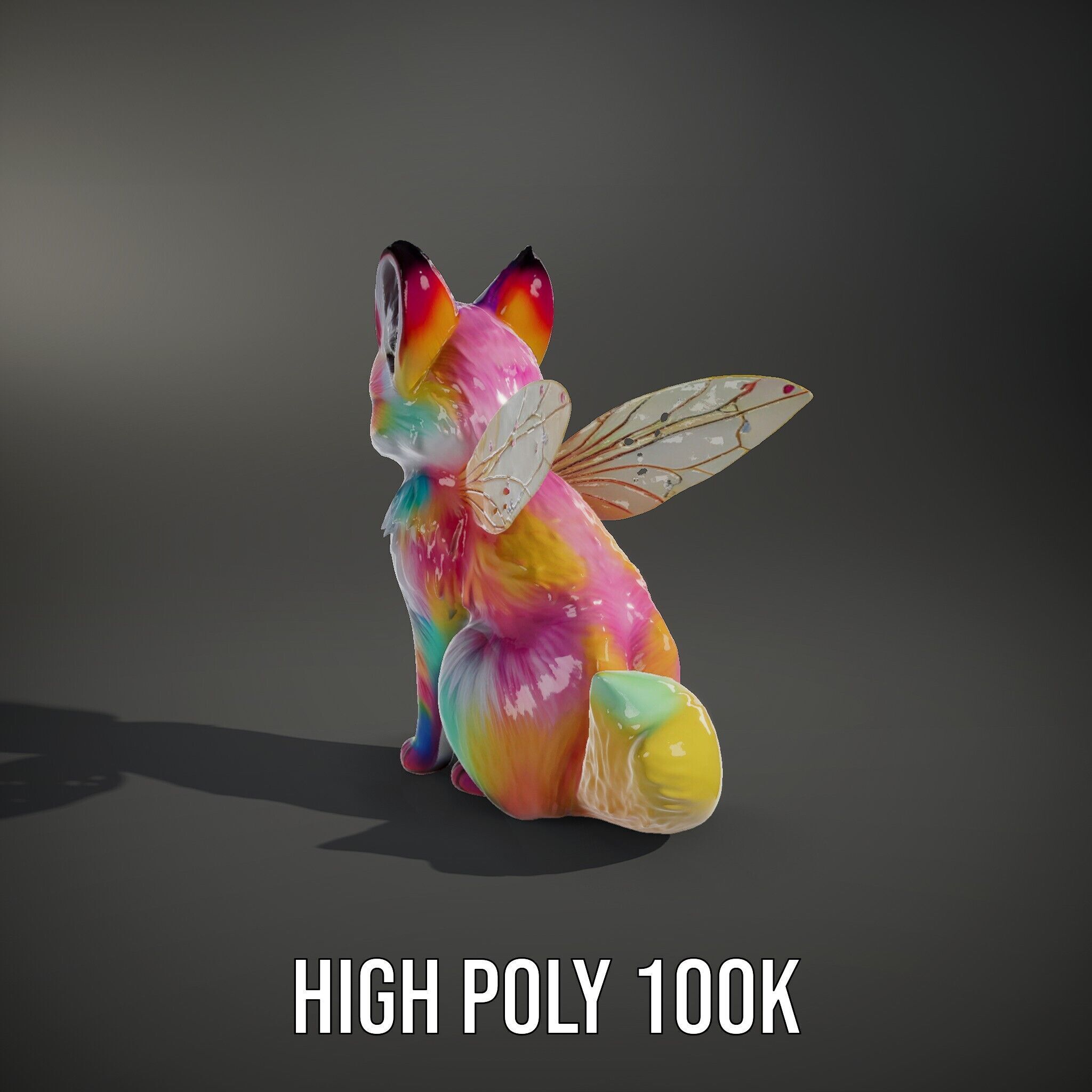 Fairy Fox Model Pack with Vibrant Fur and Wings Low-poly 3D model_11
