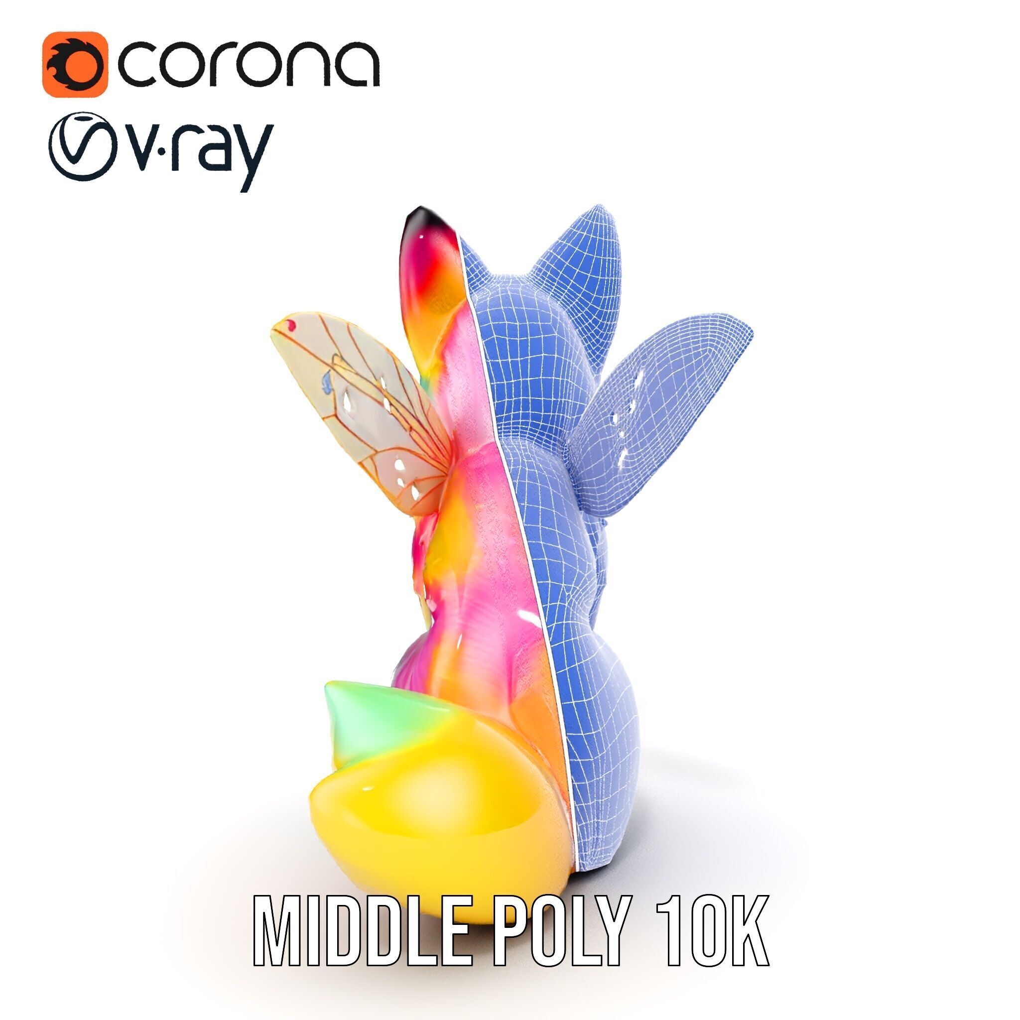 Fairy Fox Model Pack with Vibrant Fur and Wings Low-poly 3D model_31