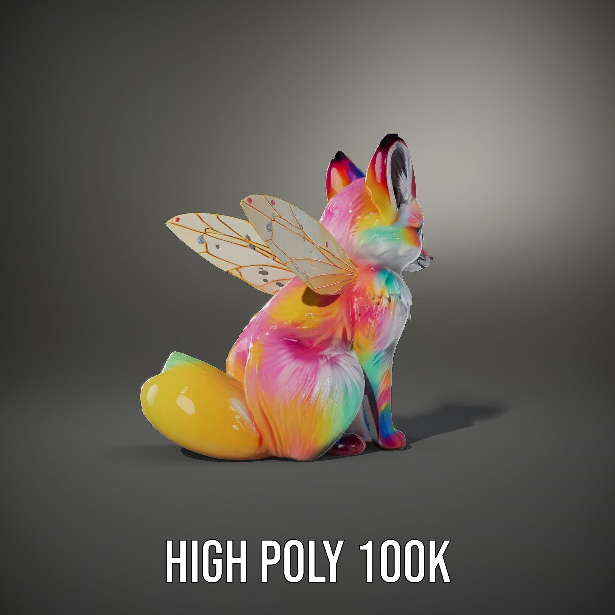 Fairy Fox Model Pack with Vibrant Fur and Wings Low-poly 3D model_8