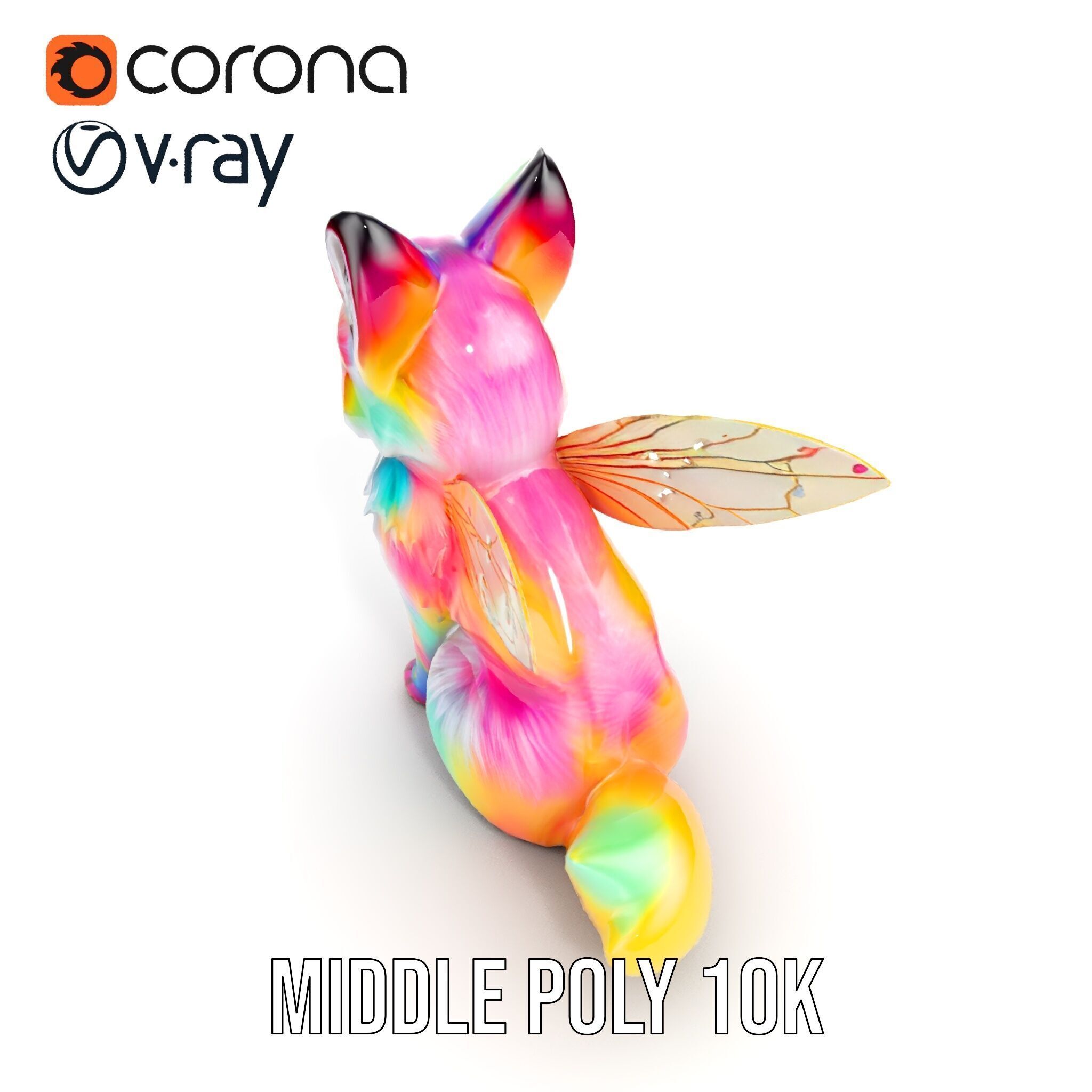 Fairy Fox Model Pack with Vibrant Fur and Wings Low-poly 3D model_17