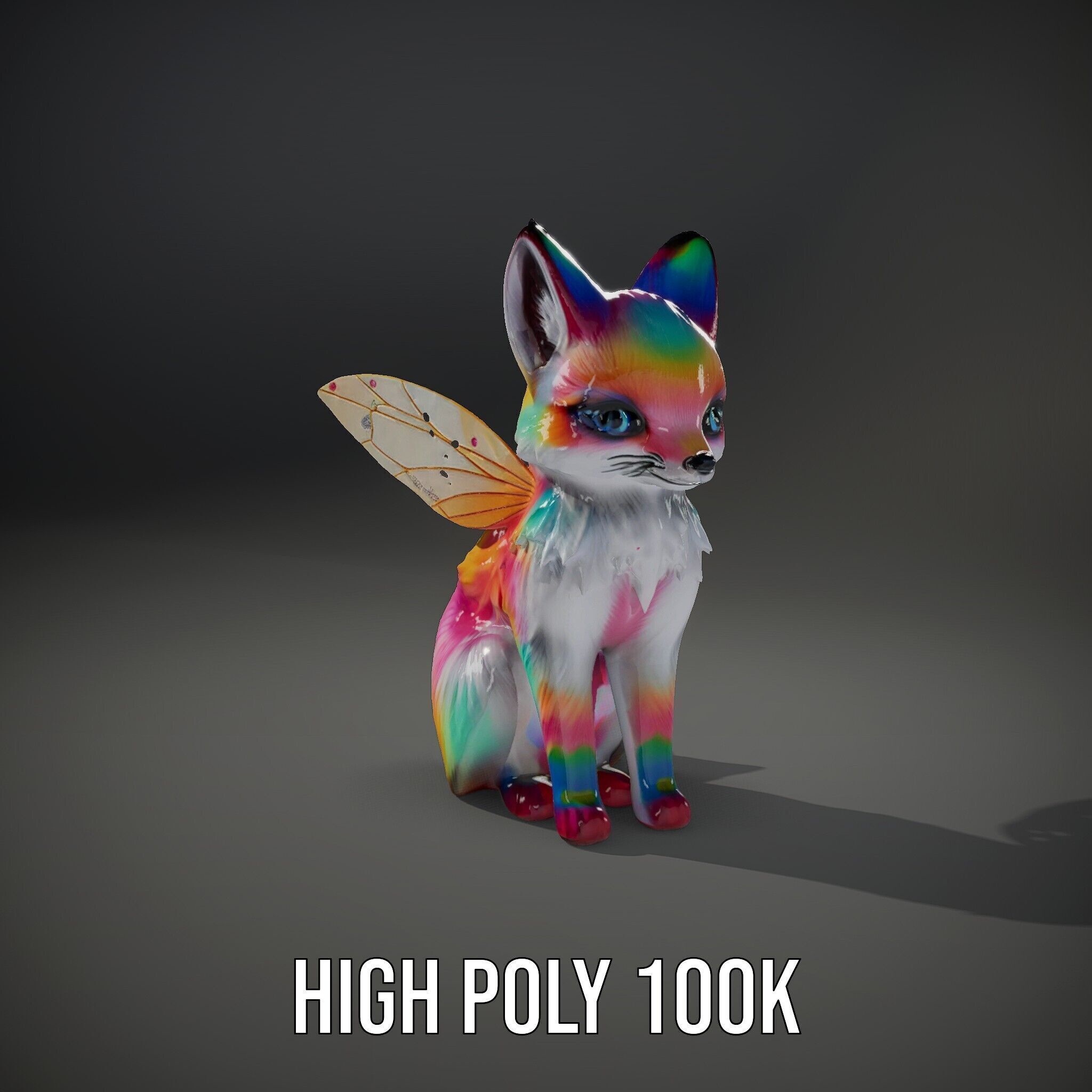Fairy Fox Model Pack with Vibrant Fur and Wings Low-poly 3D model_14