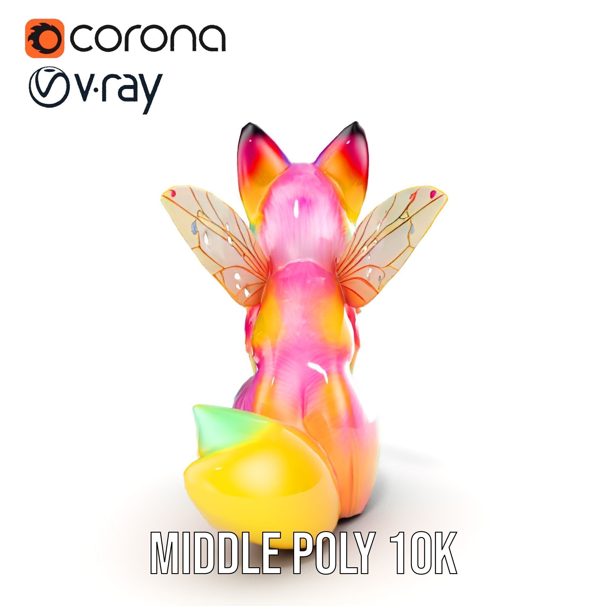 Fairy Fox Model Pack with Vibrant Fur and Wings Low-poly 3D model_12