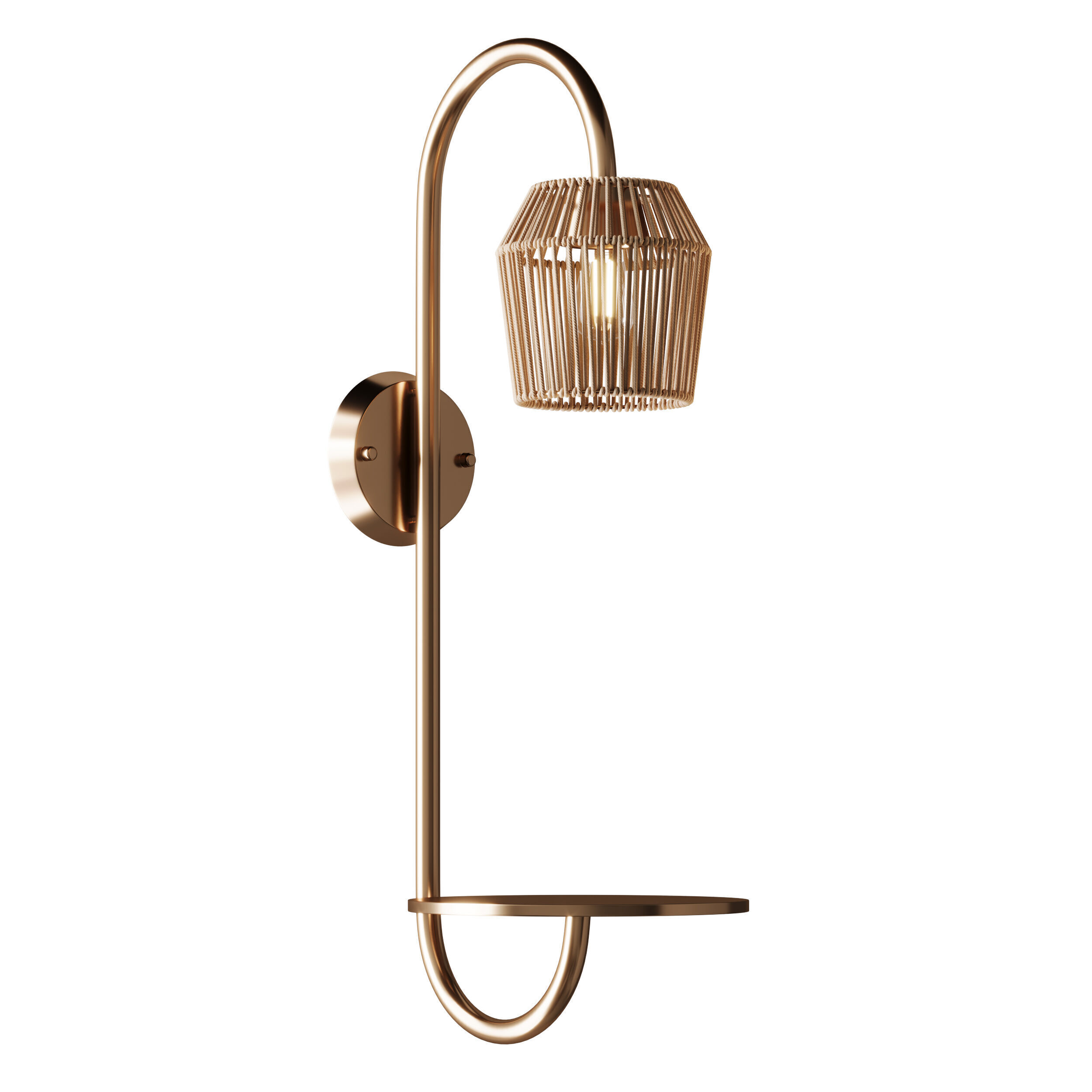 Alyza Rattan Plug-in Armed Sconce 3D model_2