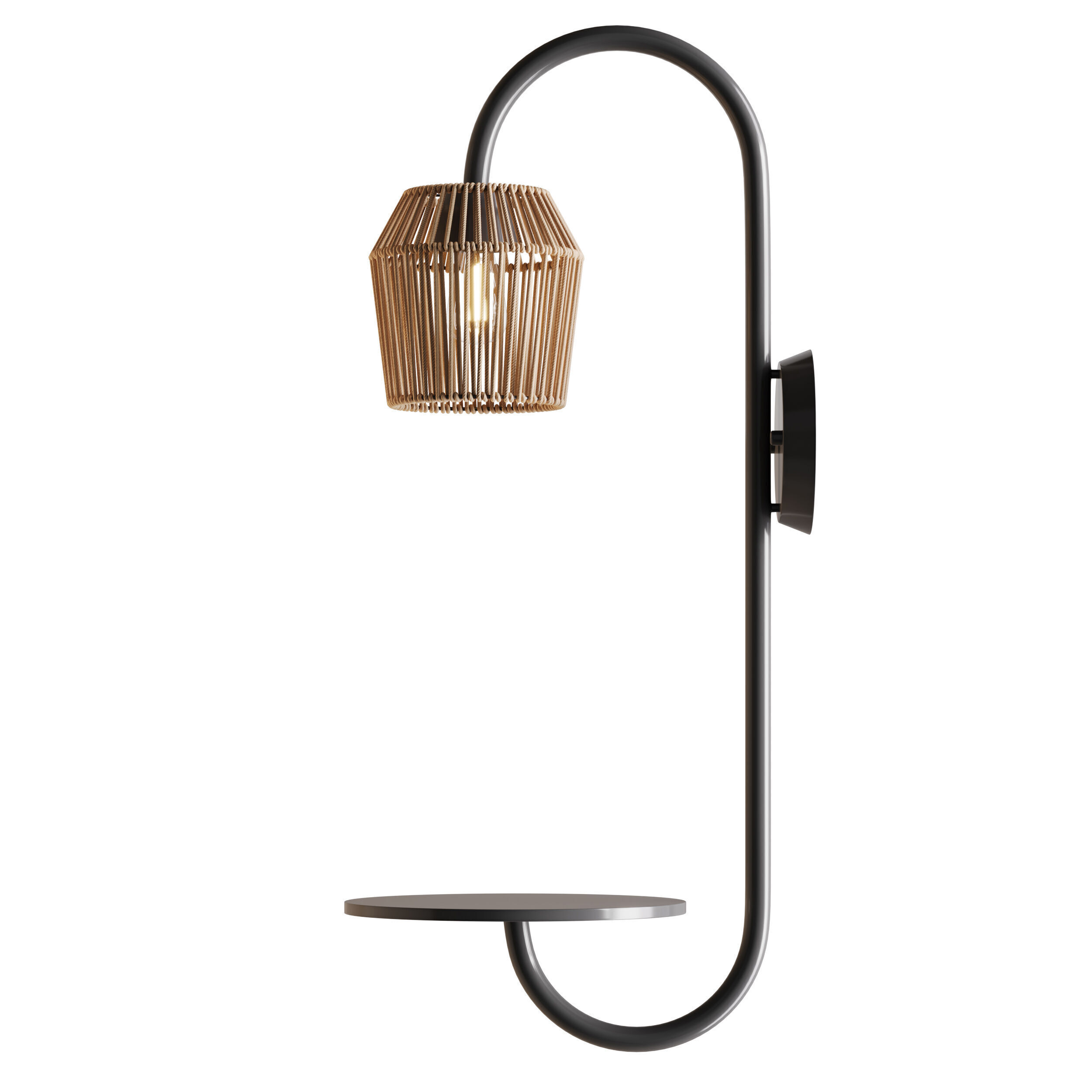 Alyza Rattan Plug-in Armed Sconce 3D model_4