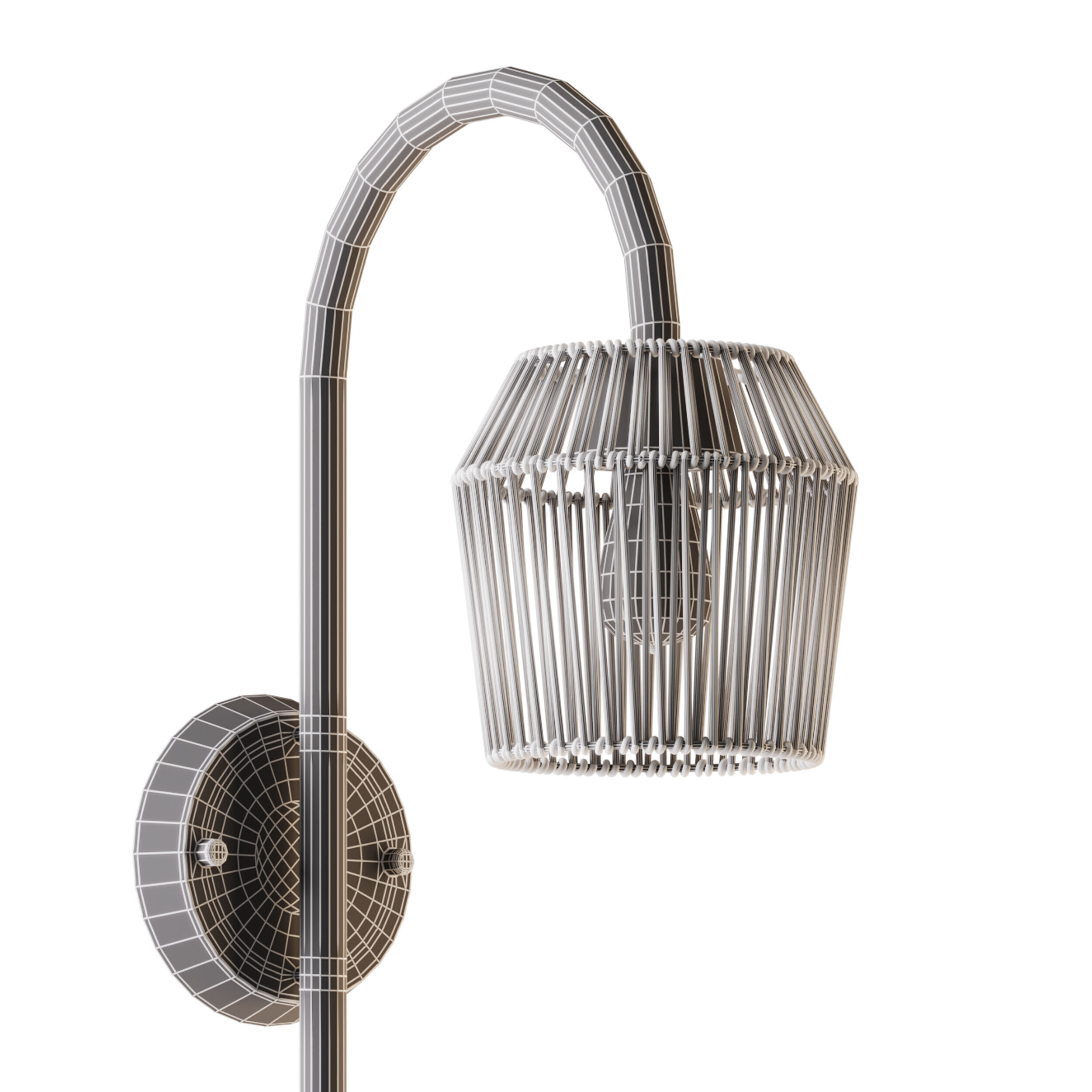 Alyza Rattan Plug-in Armed Sconce 3D model_14