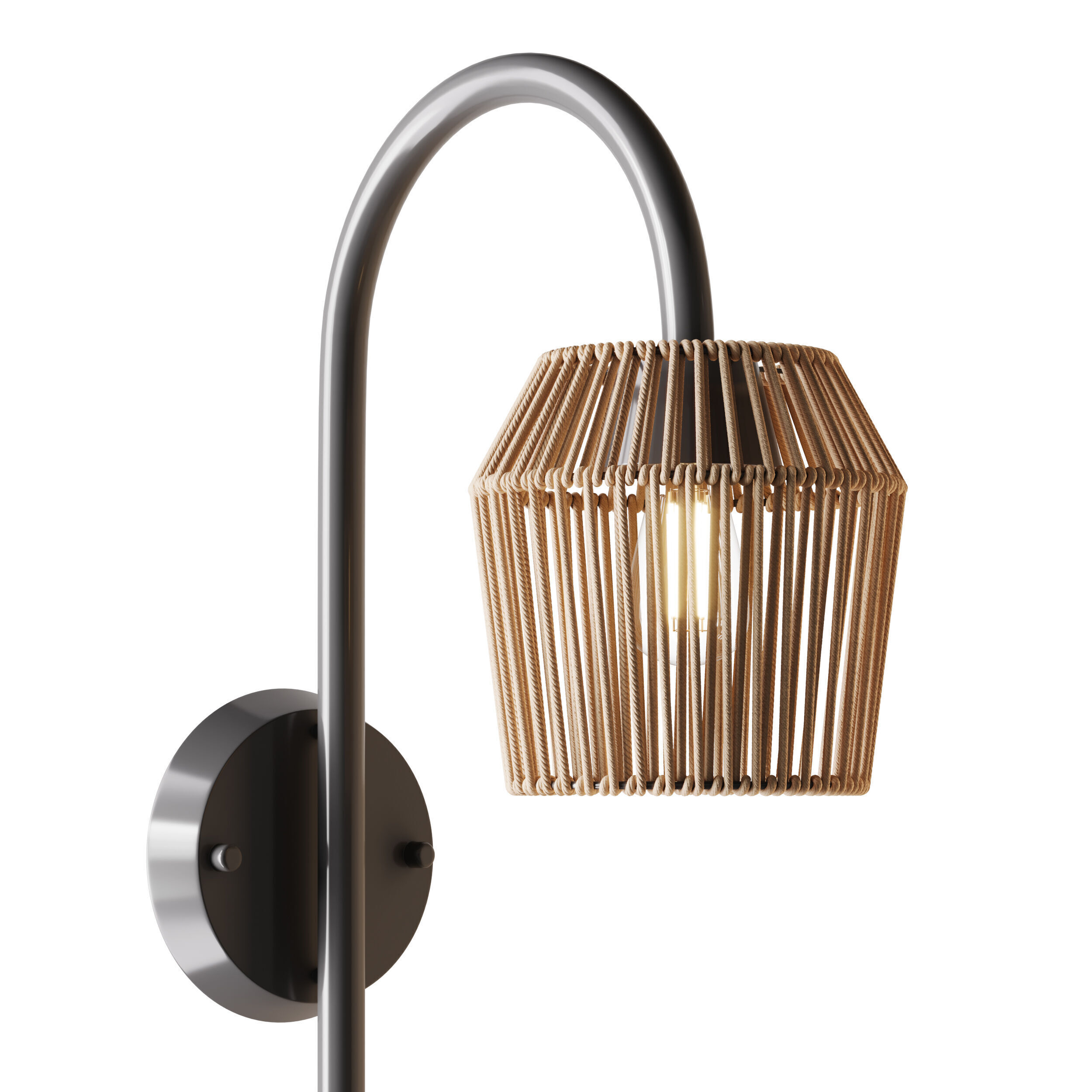 Alyza Rattan Plug-in Armed Sconce 3D model_11