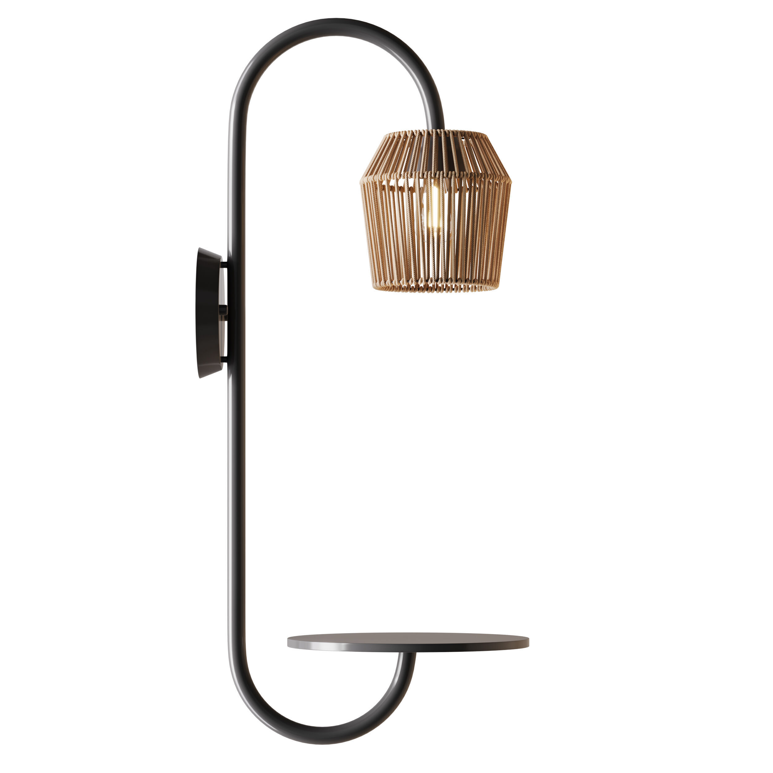 Alyza Rattan Plug-in Armed Sconce 3D model_9