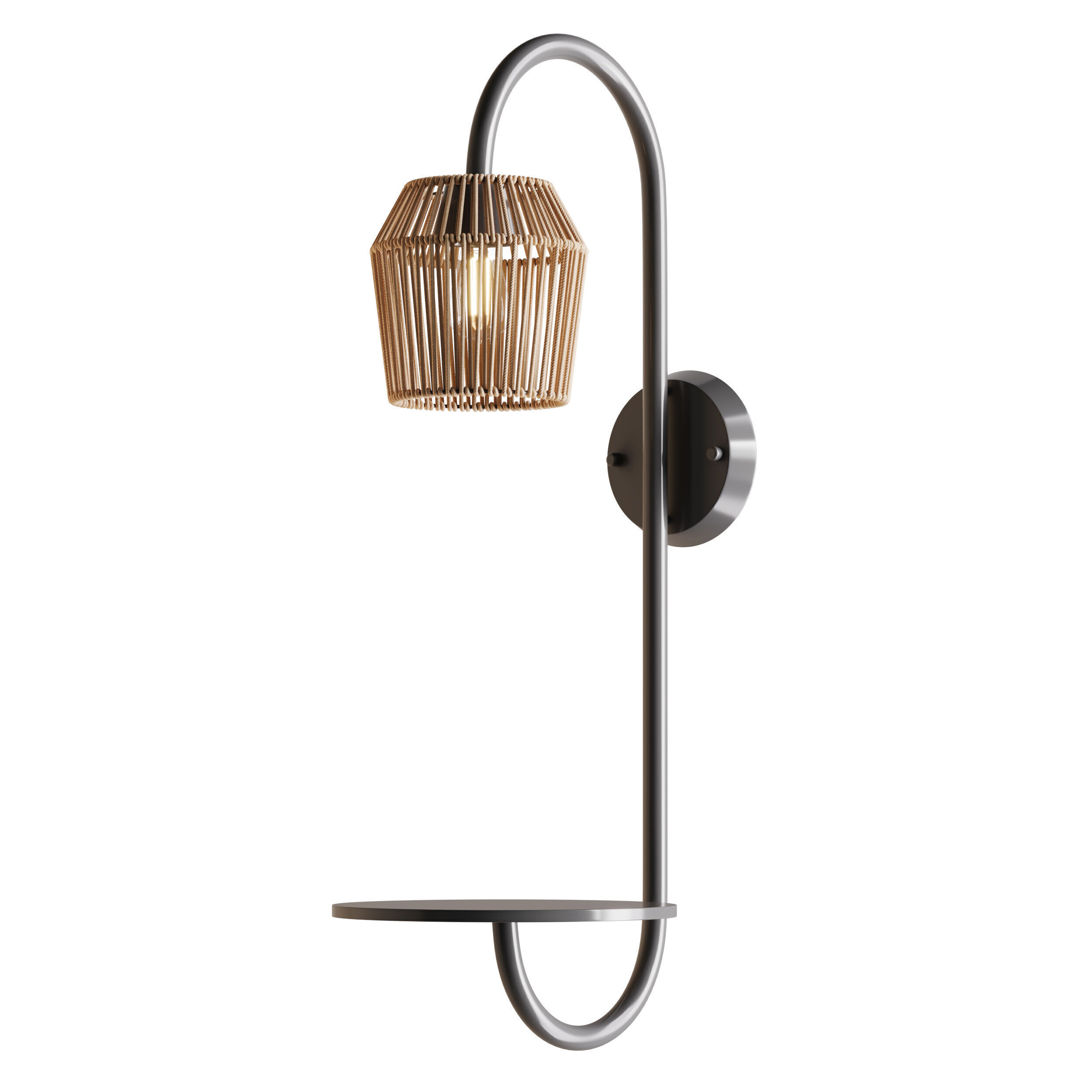 Alyza Rattan Plug-in Armed Sconce 3D model_5