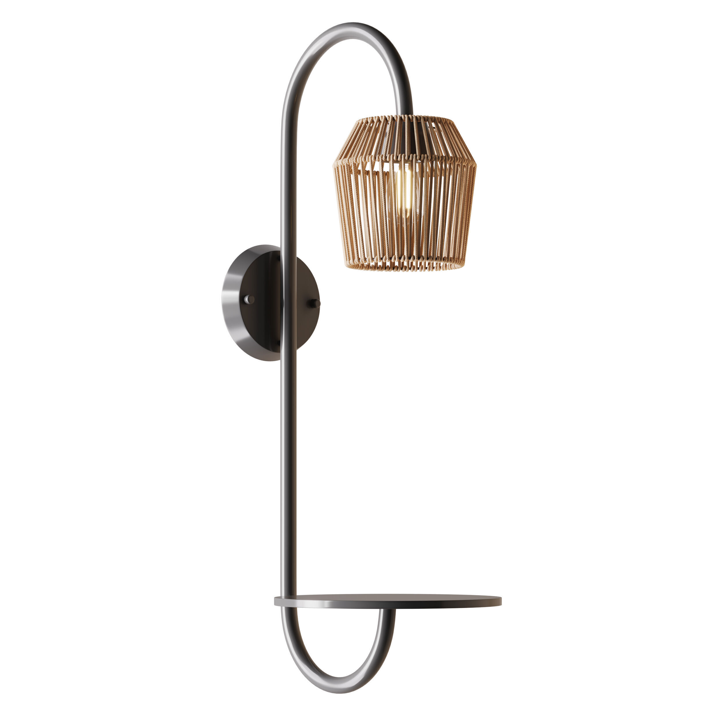 Alyza Rattan Plug-in Armed Sconce 3D model_8
