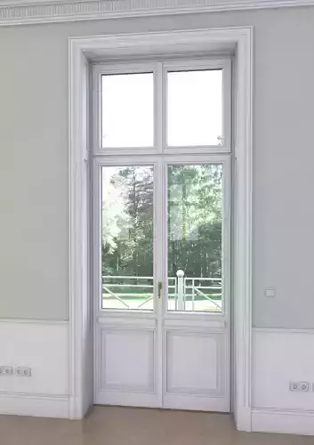 wood door window Skirting boards 3D model