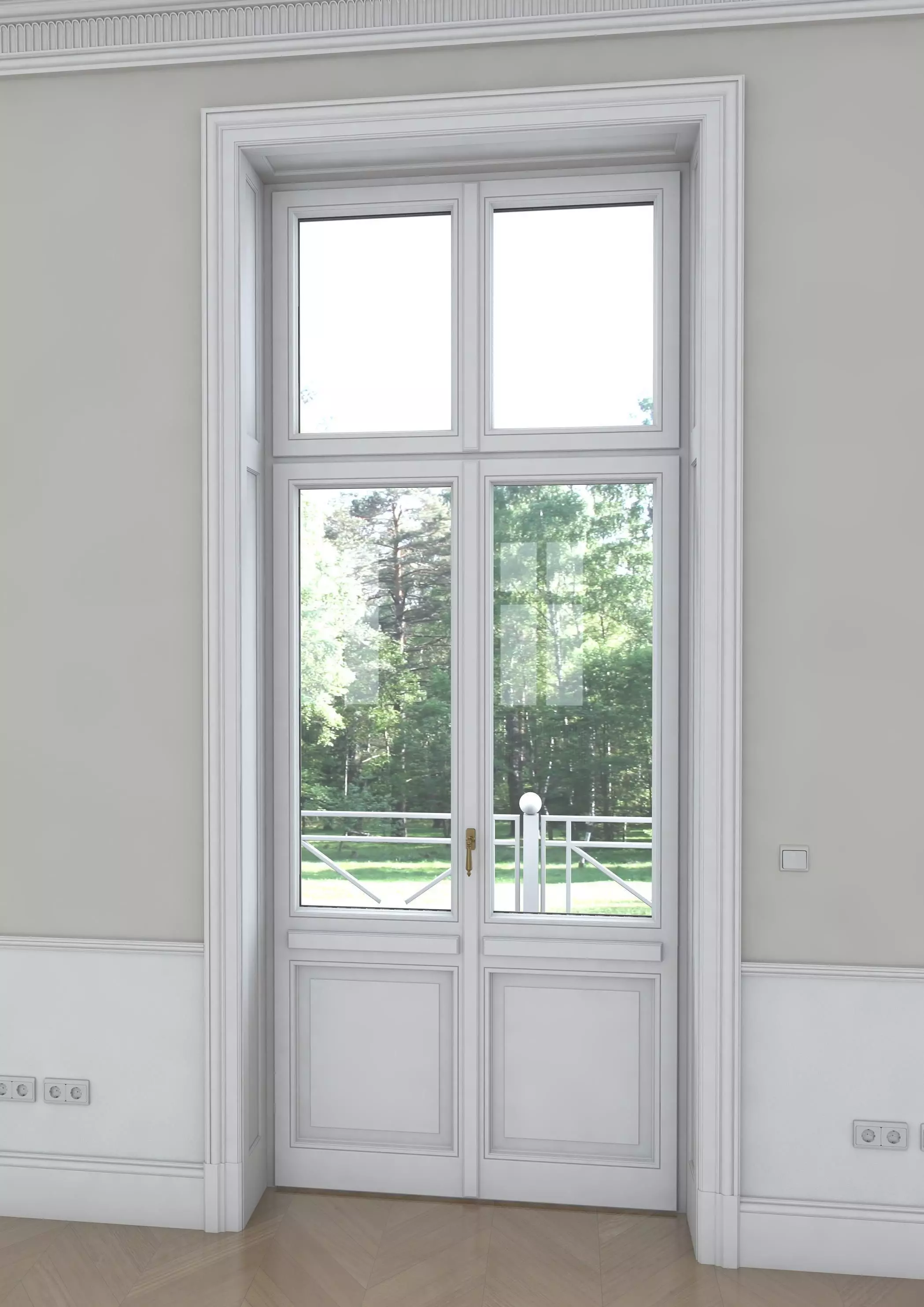 wood door window Skirting boards 3D model_0