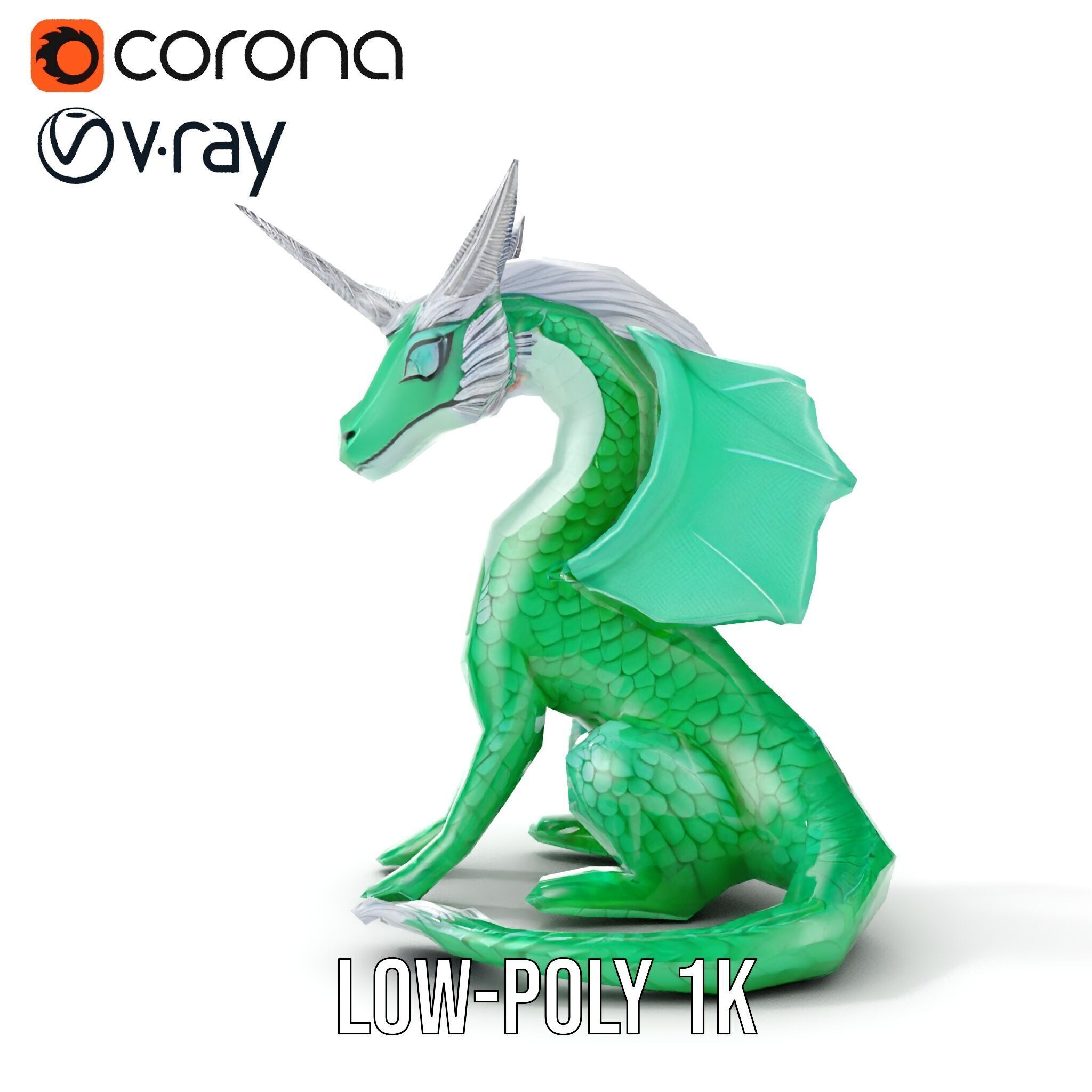 Fantasy Dragon Unicorn Model Pack Low-poly 3D model_27