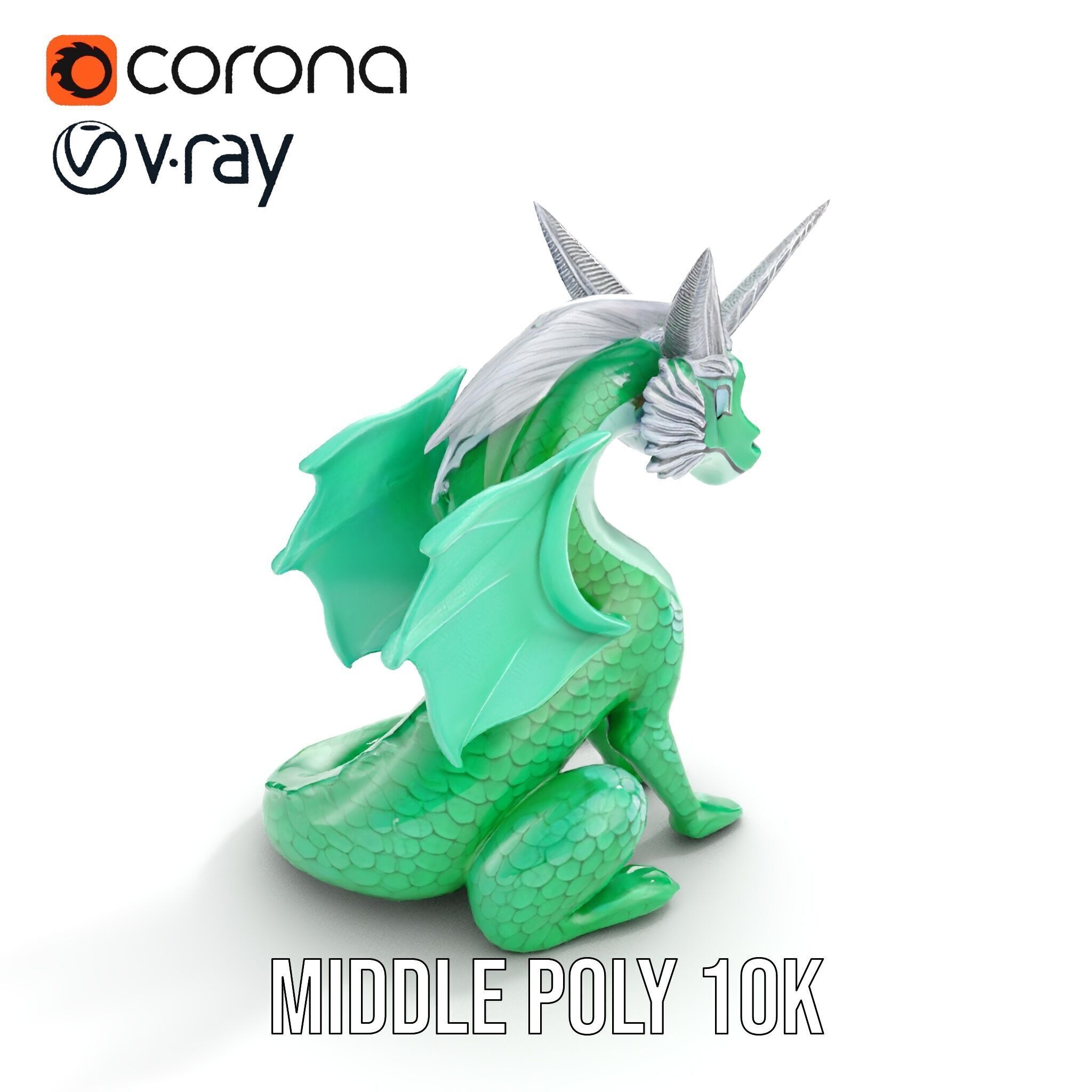 Fantasy Dragon Unicorn Model Pack Low-poly 3D model_6