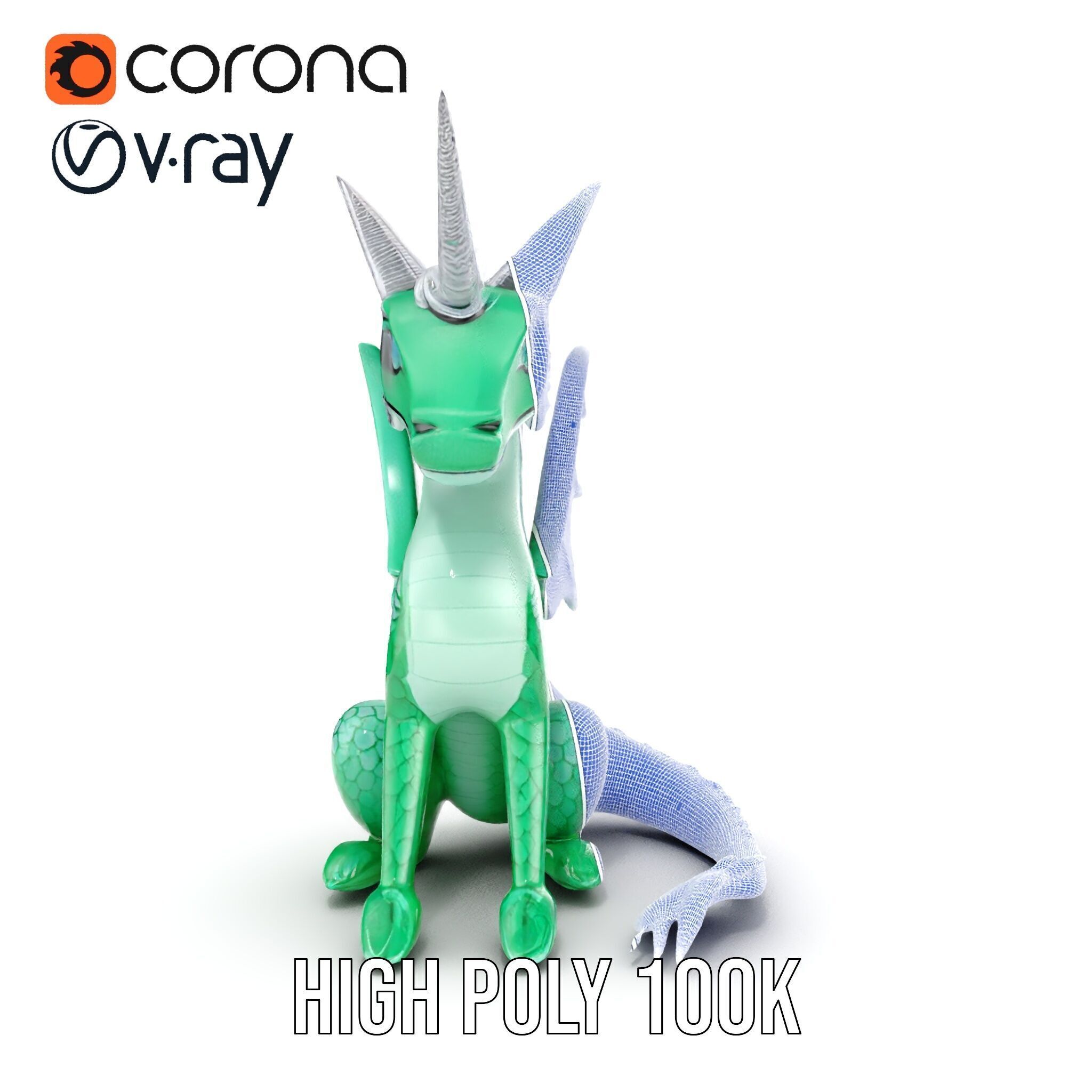 Fantasy Dragon Unicorn Model Pack Low-poly 3D model_38