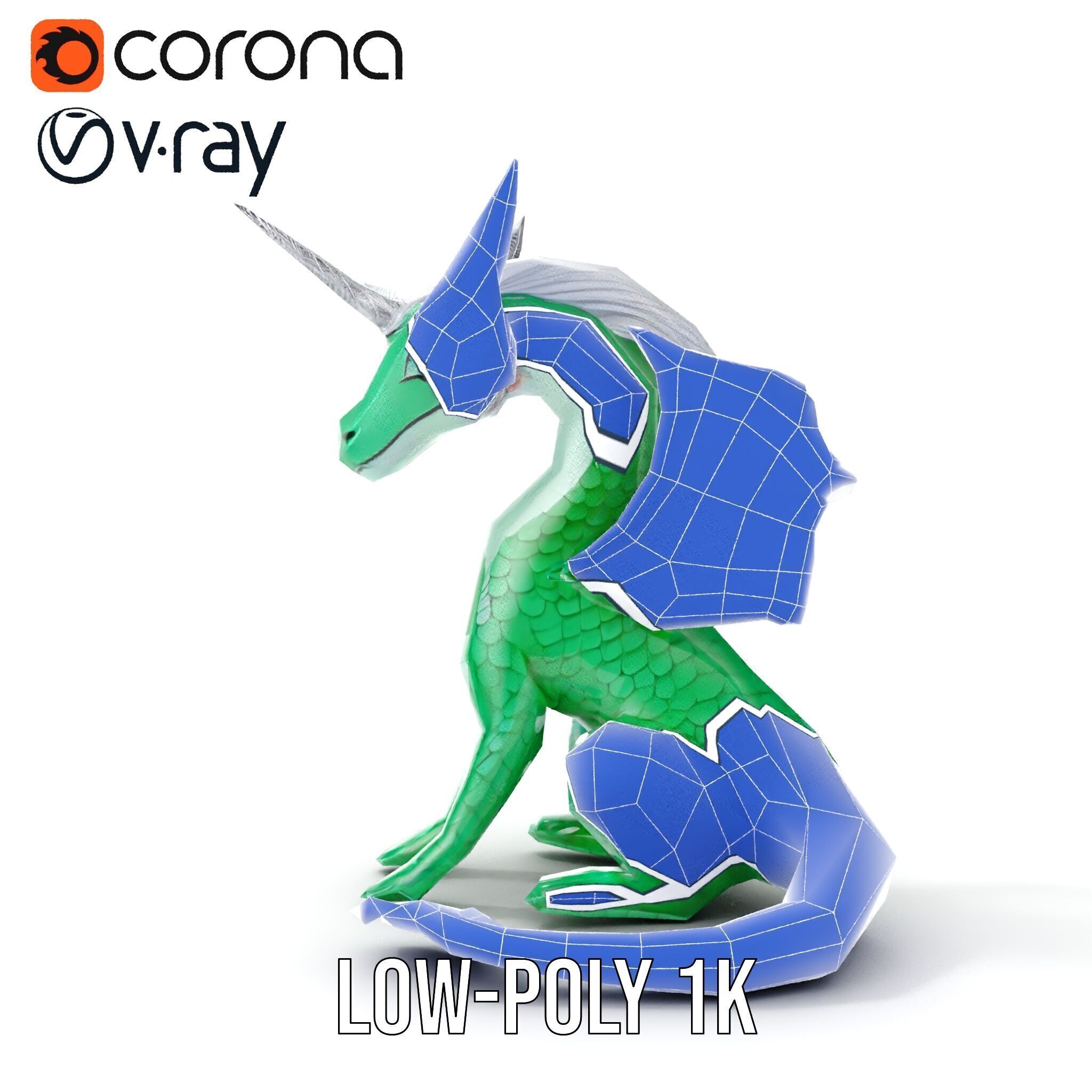 Fantasy Dragon Unicorn Model Pack Low-poly 3D model_16
