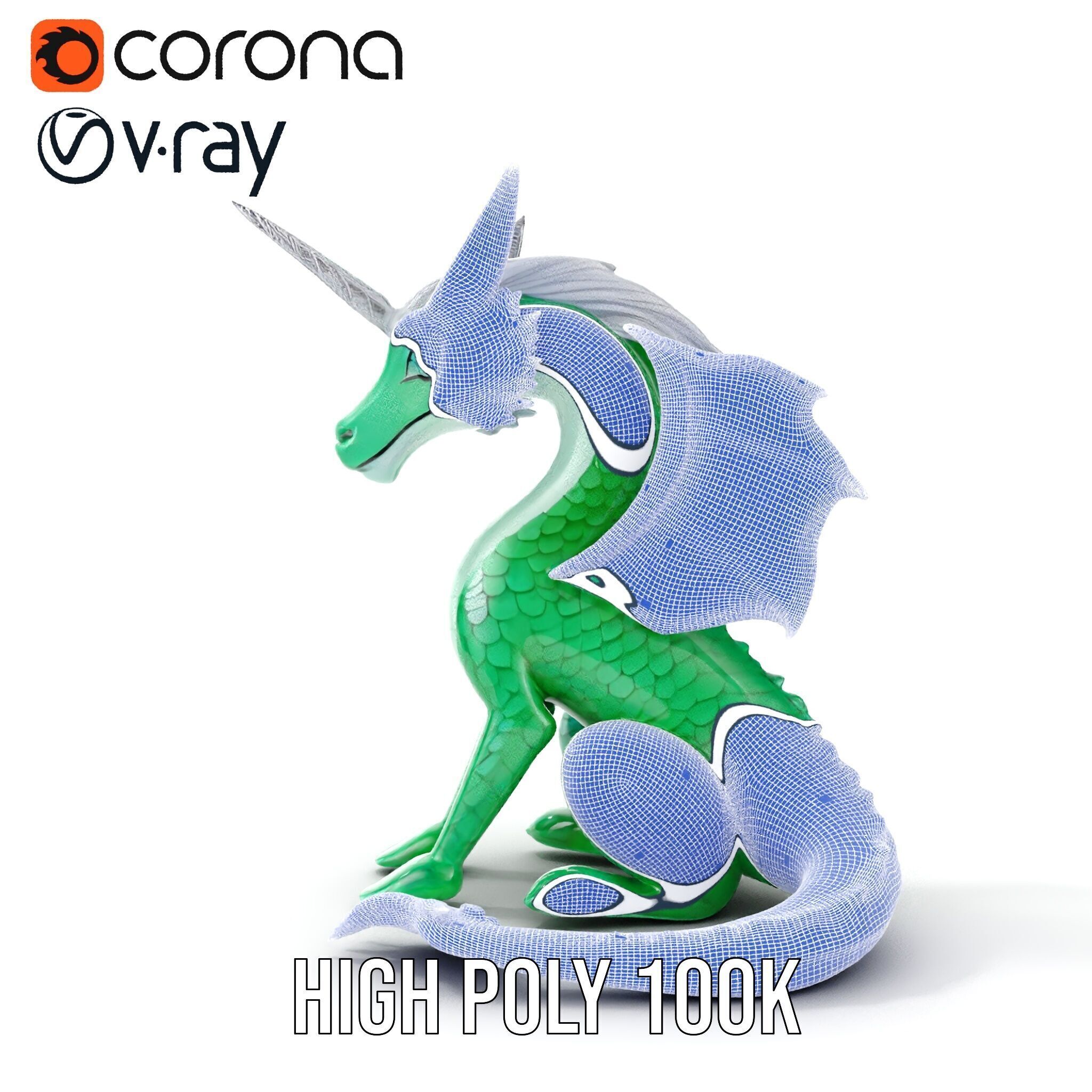 Fantasy Dragon Unicorn Model Pack Low-poly 3D model_36