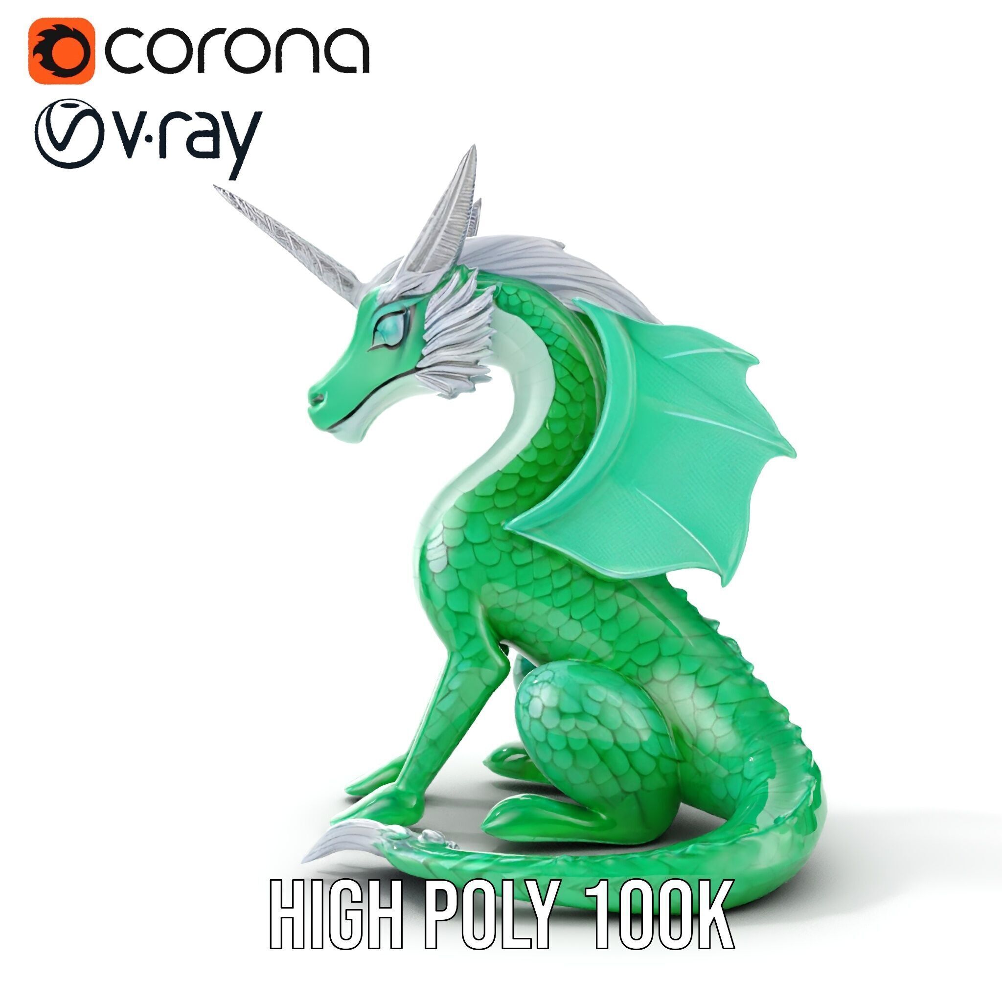 Fantasy Dragon Unicorn Model Pack Low-poly 3D model_35