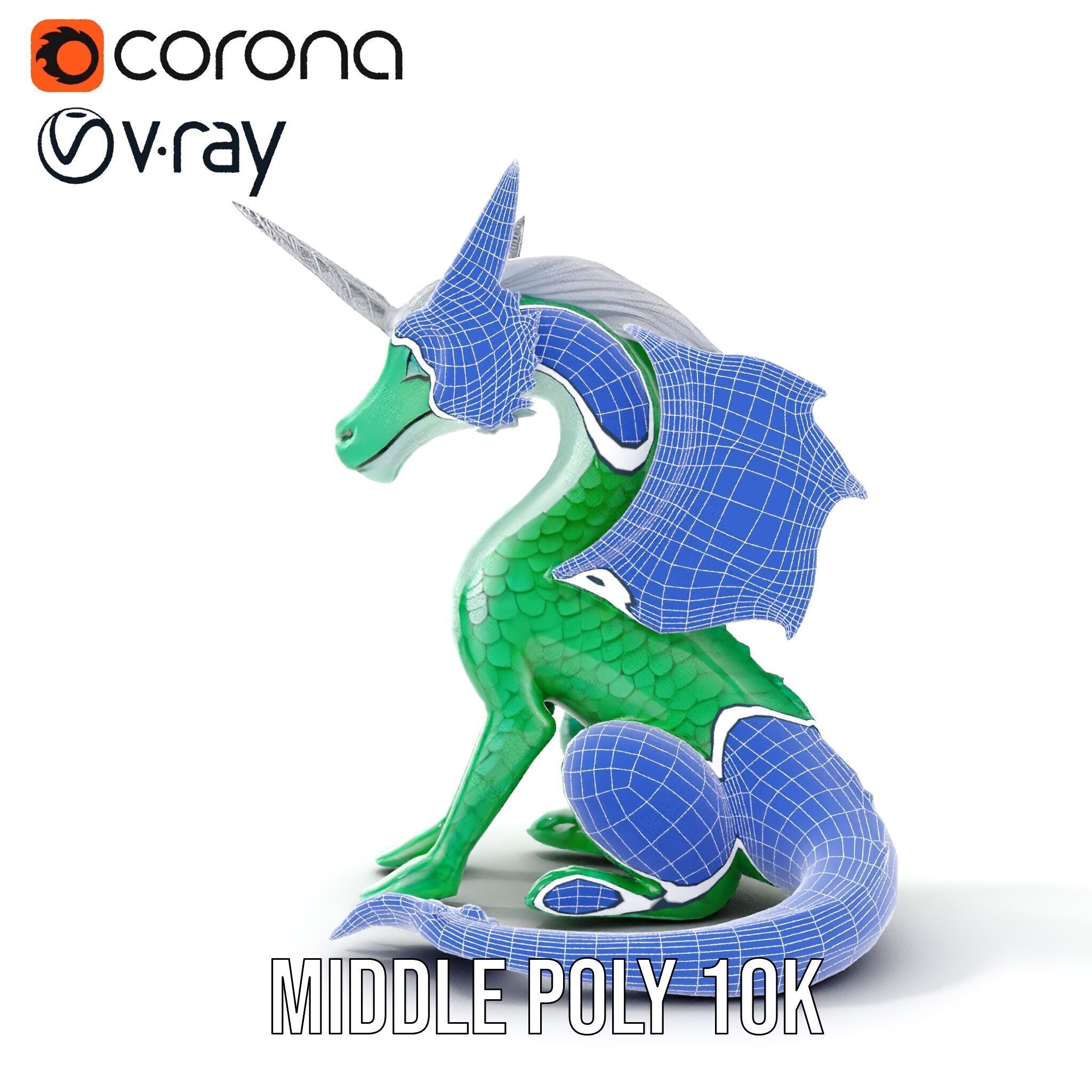 Fantasy Dragon Unicorn Model Pack Low-poly 3D model_28