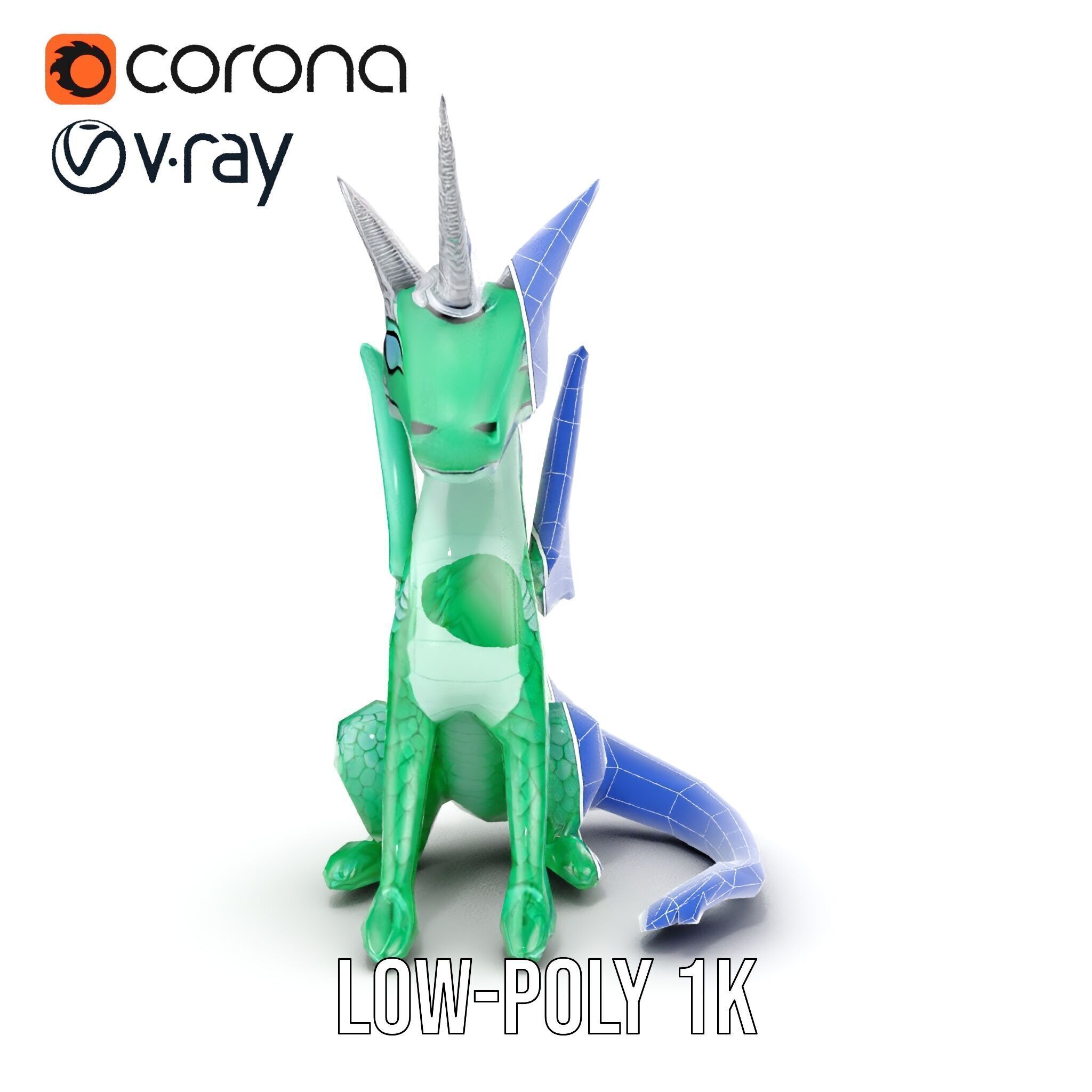 Fantasy Dragon Unicorn Model Pack Low-poly 3D model_29