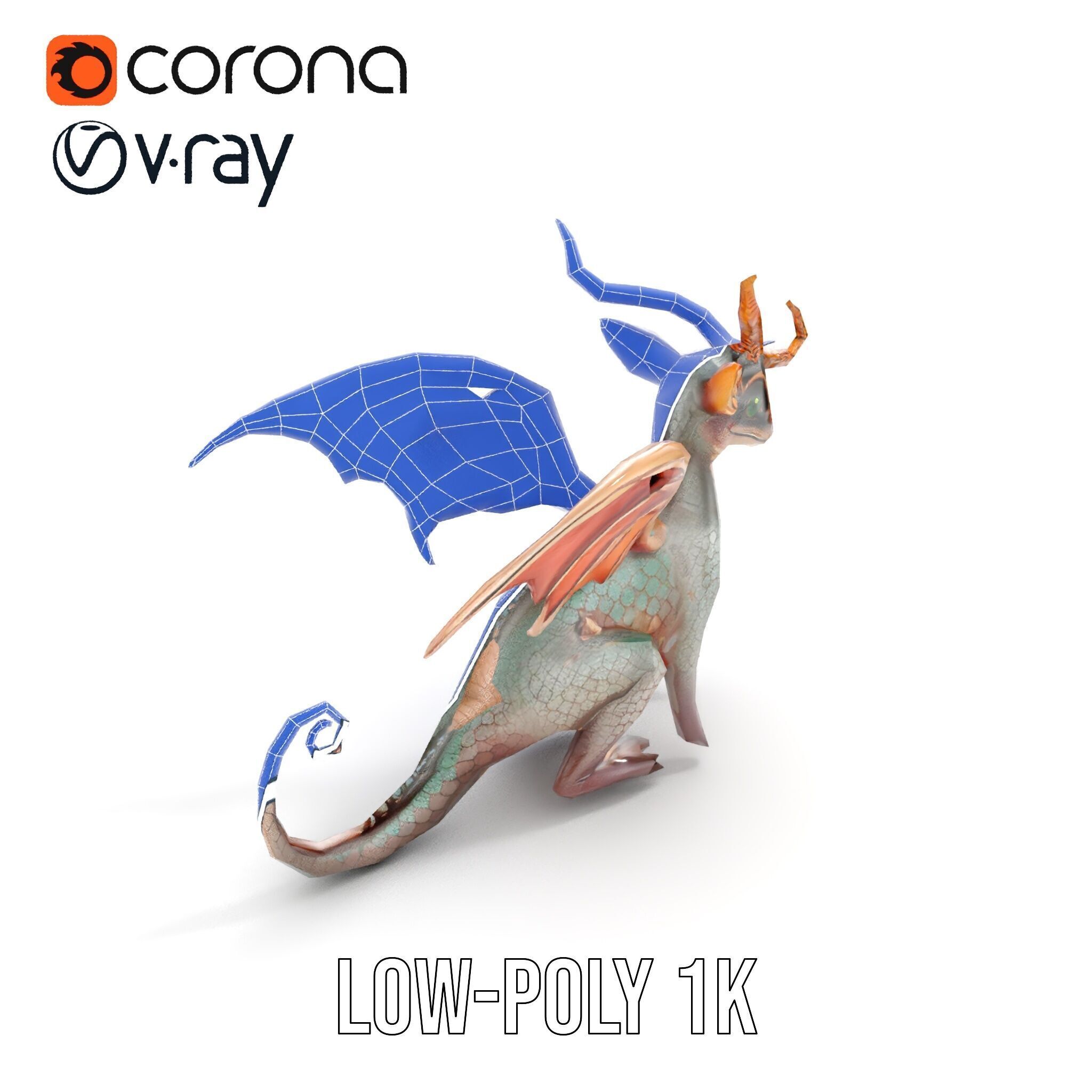 Dragon Creature Model Pack with PBR Textures Low-poly 3D model_16