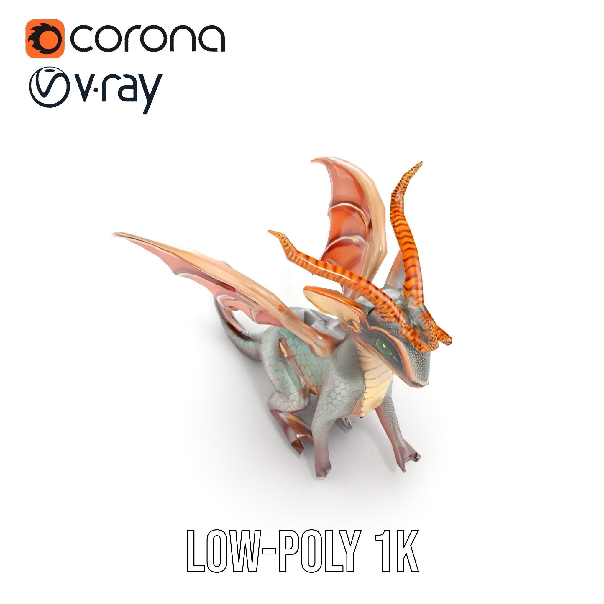 Dragon Creature Model Pack with PBR Textures Low-poly 3D model_13