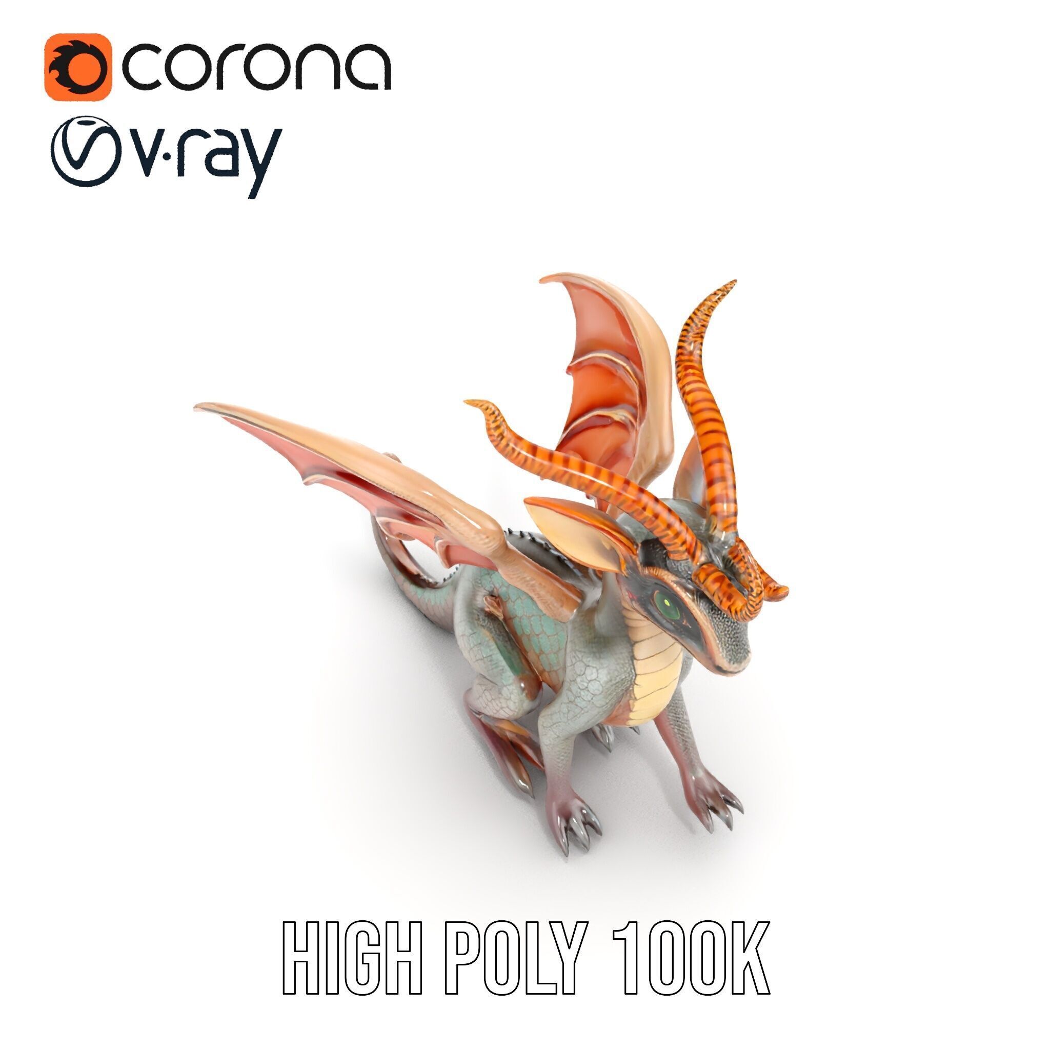 Dragon Creature Model Pack with PBR Textures Low-poly 3D model_32