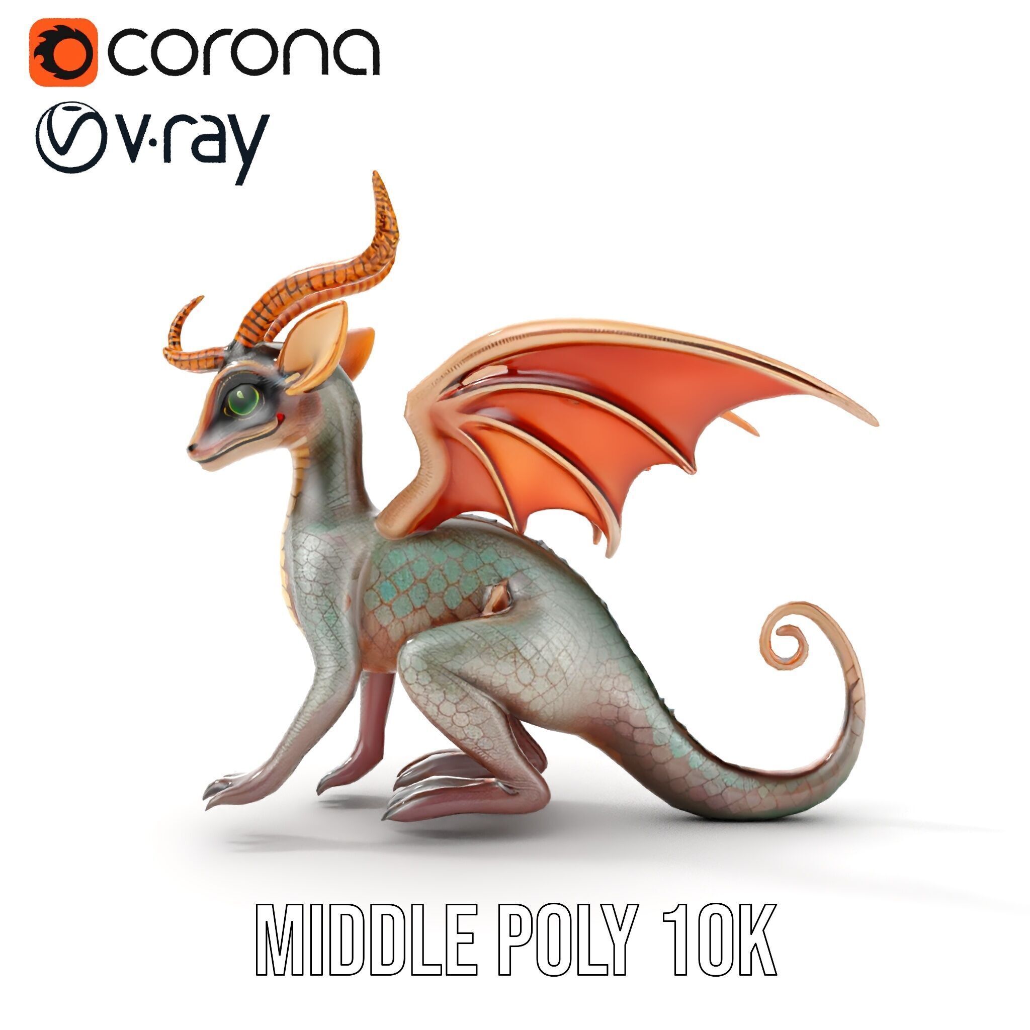 Dragon Creature Model Pack with PBR Textures Low-poly 3D model_9