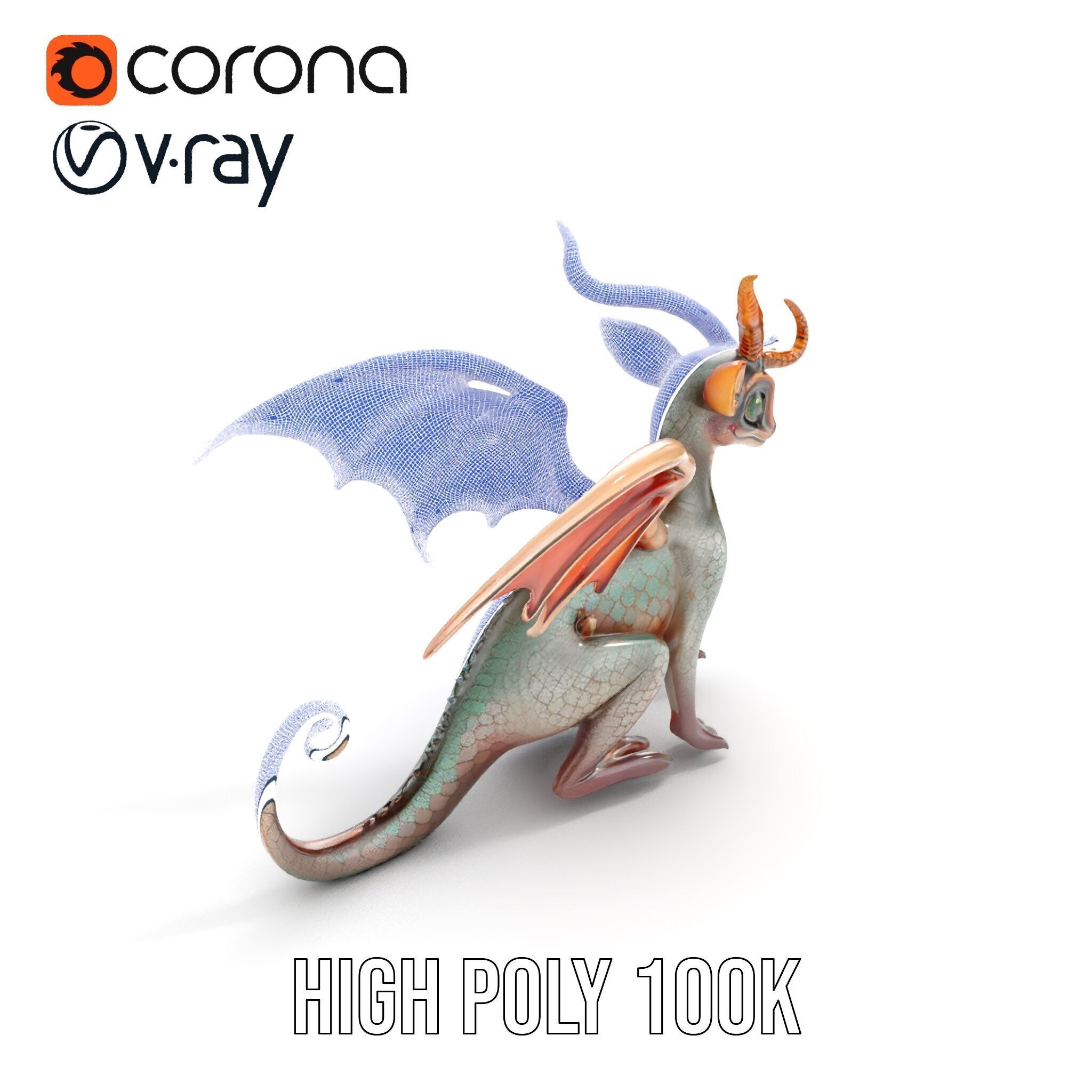 Dragon Creature Model Pack with PBR Textures Low-poly 3D model_35