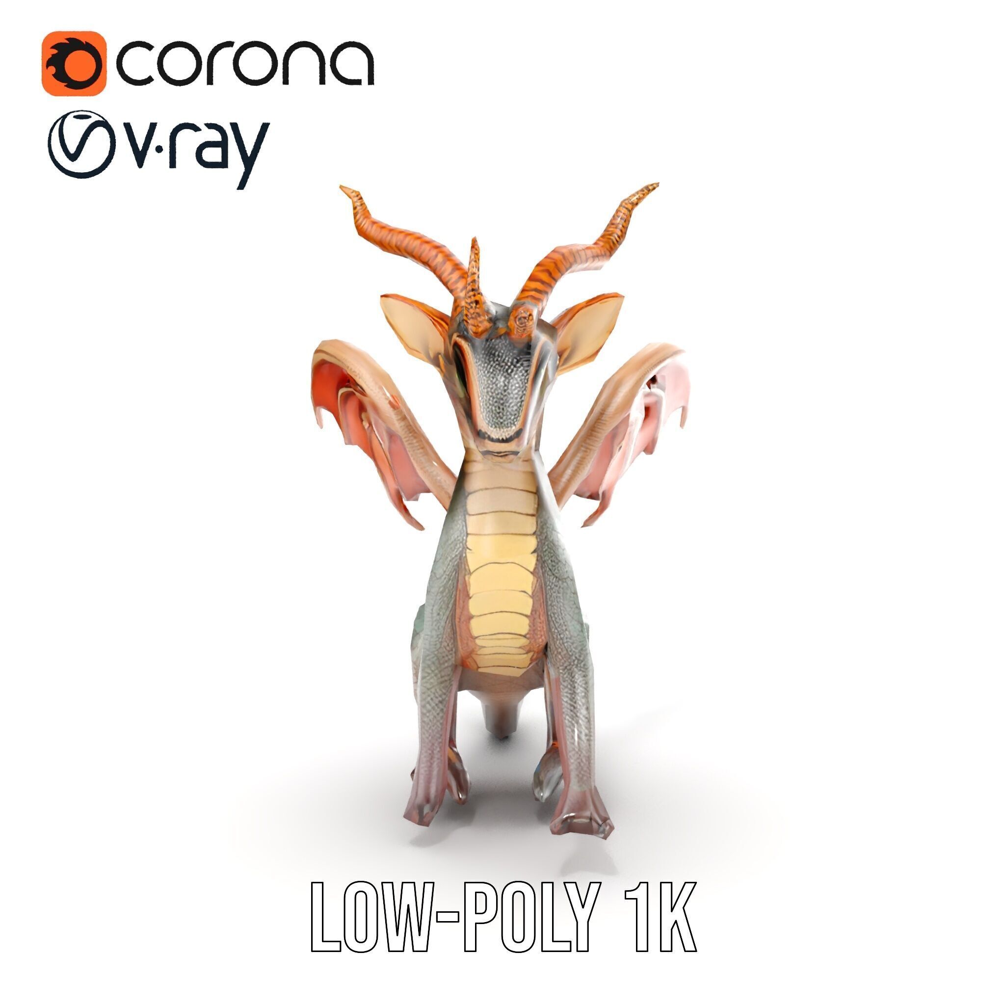 Dragon Creature Model Pack with PBR Textures Low-poly 3D model_29